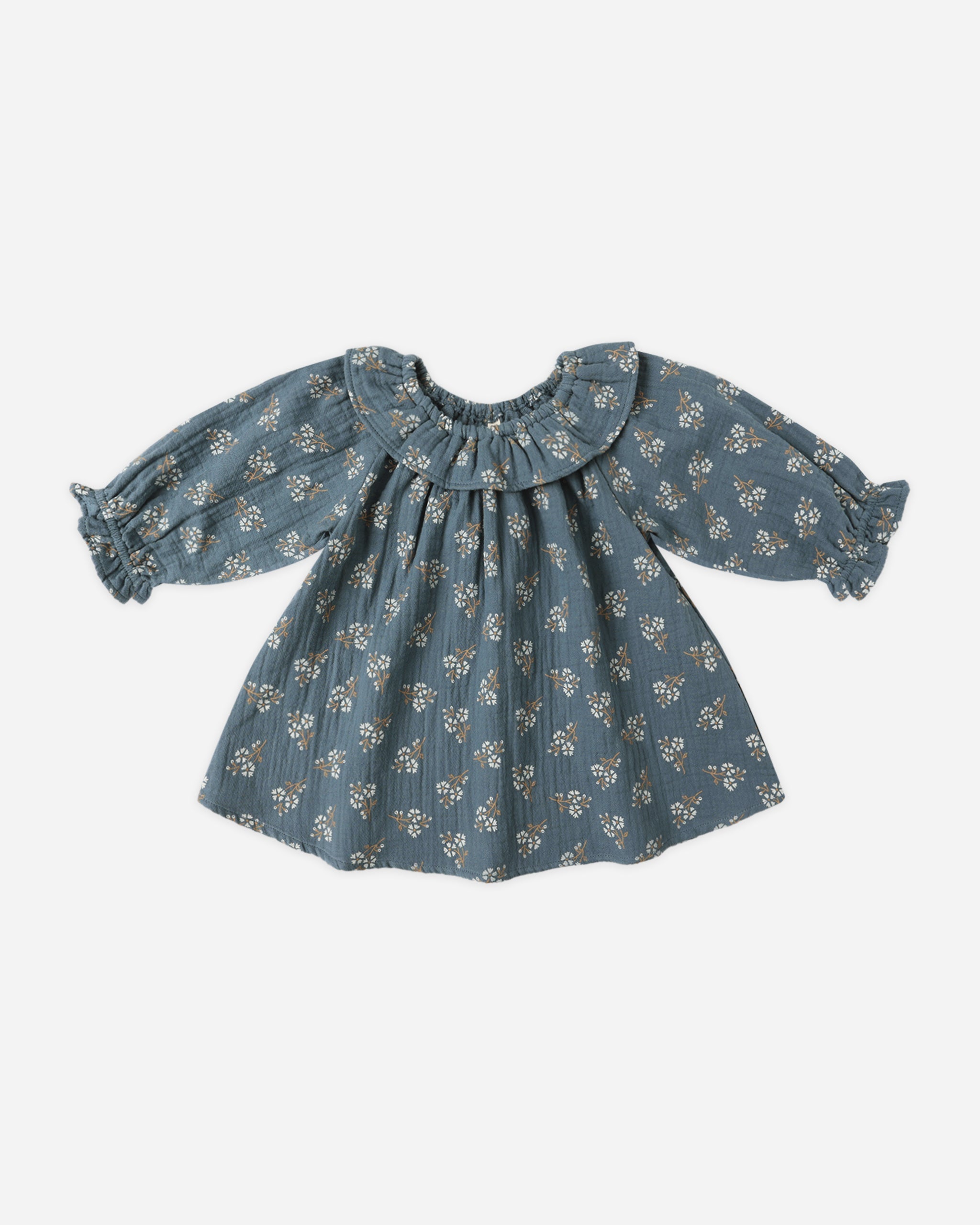 Rylee + Cru ライリーアンドクルー ベビー服 子供服  ロングスリーブ イスラ ドレス　ブルー フローラル