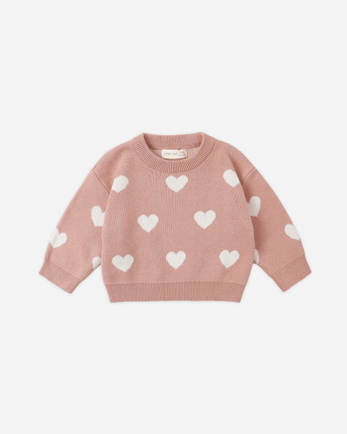 Heart Knit Sweater Pink – Quincy Mae