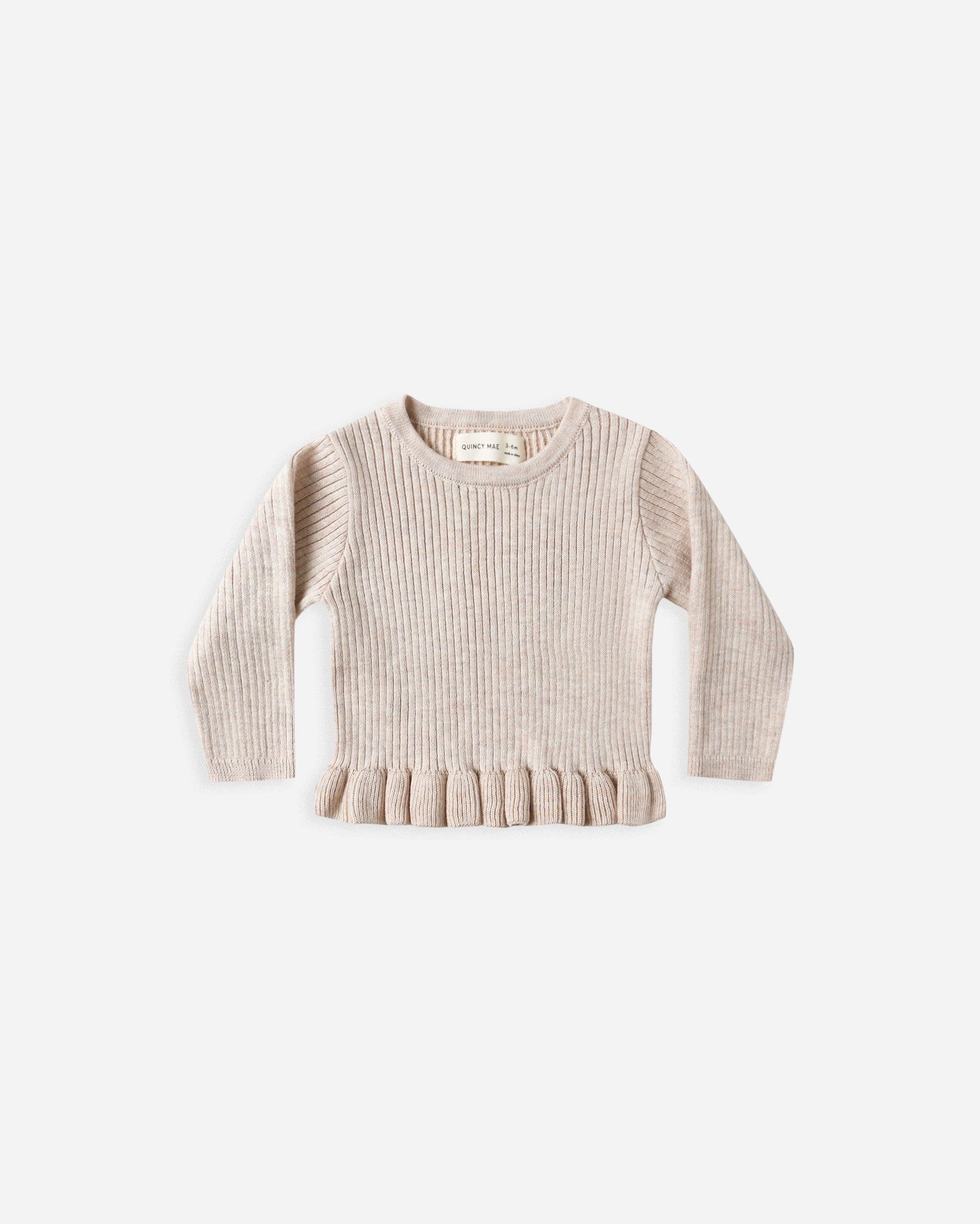 Rylee + Cru ライリーアンドクルー ベビー服 子供服  リブニット ペプラムトップ　ヘザーオートミール