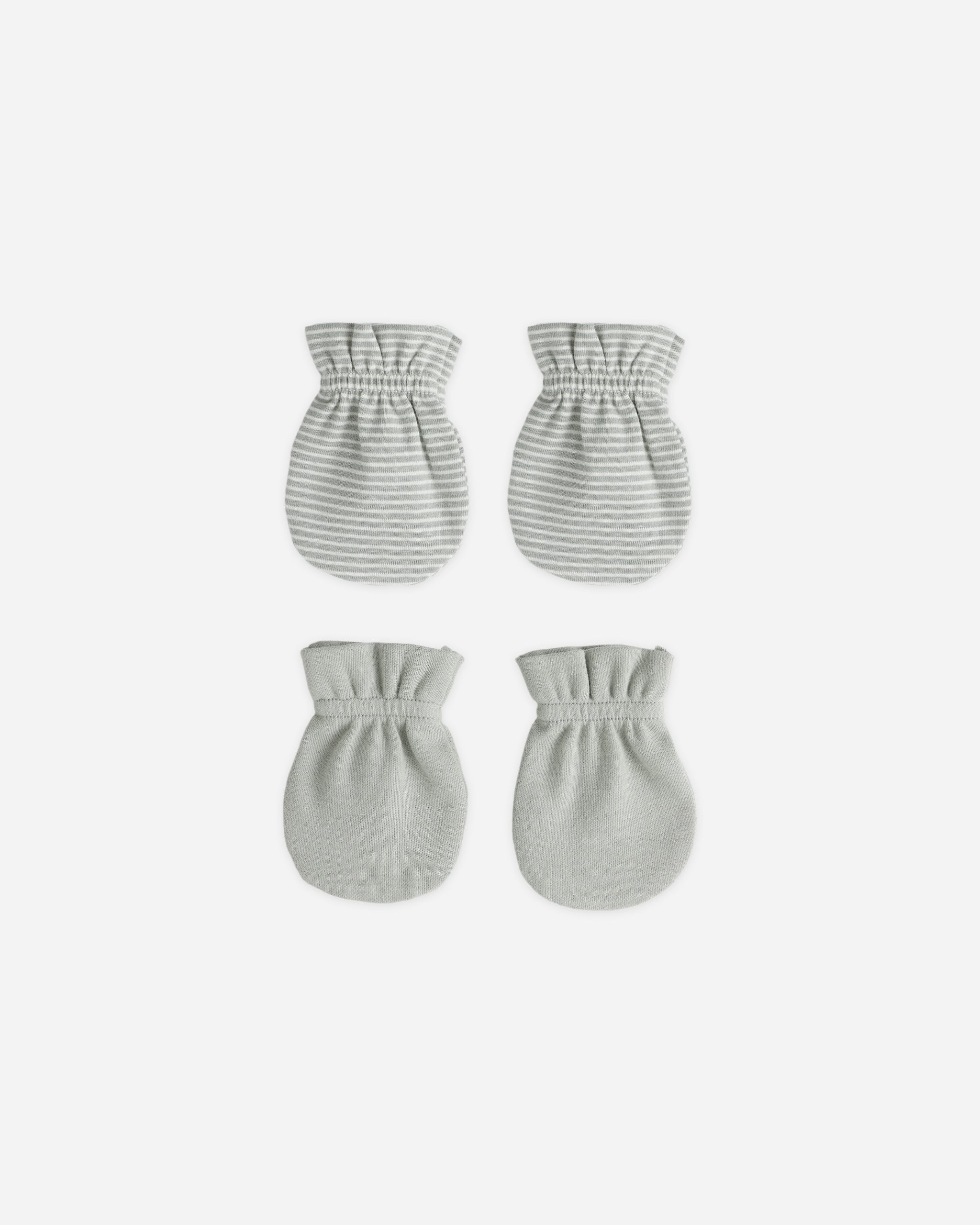 Rylee + Cru ライリーアンドクルー ベビー服 子供服 ノースクラッチミトンセット　セージ マイクロストライプ、セージ