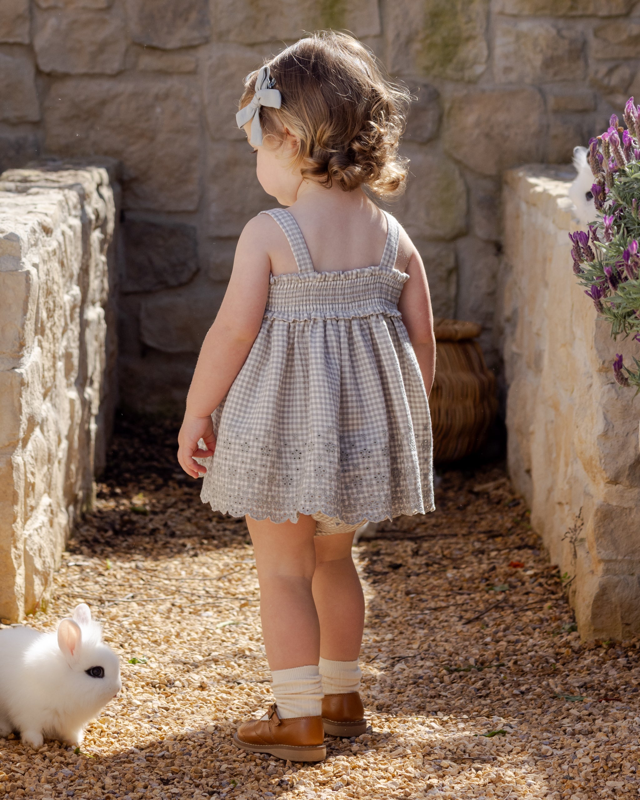Mae Smocked Top + Bloomer Set Sage Gingham – Quincy Mae