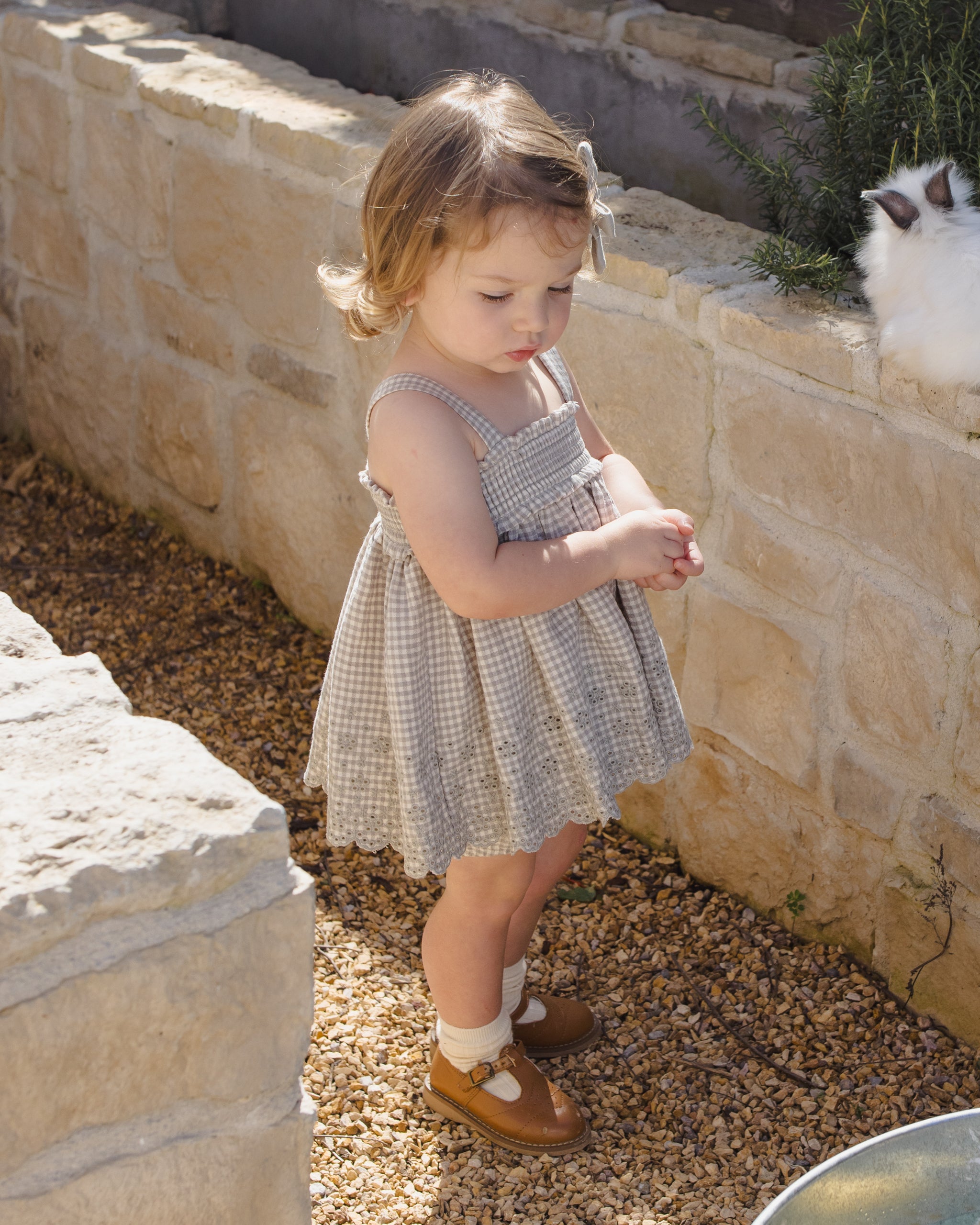 Mae Smocked Top + Bloomer Set Sage Gingham – Quincy Mae