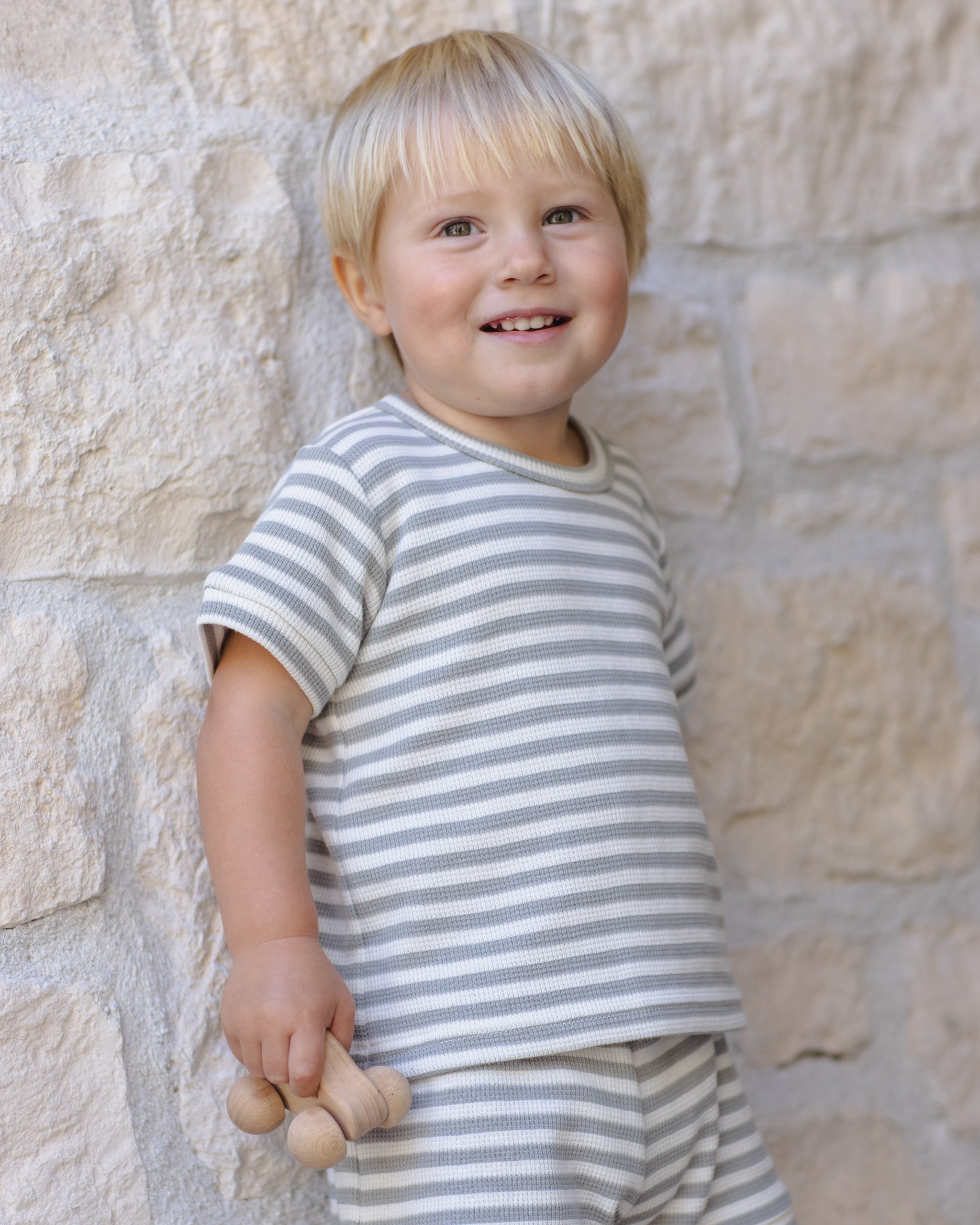 Waffle Shortie Set Sage Stripe