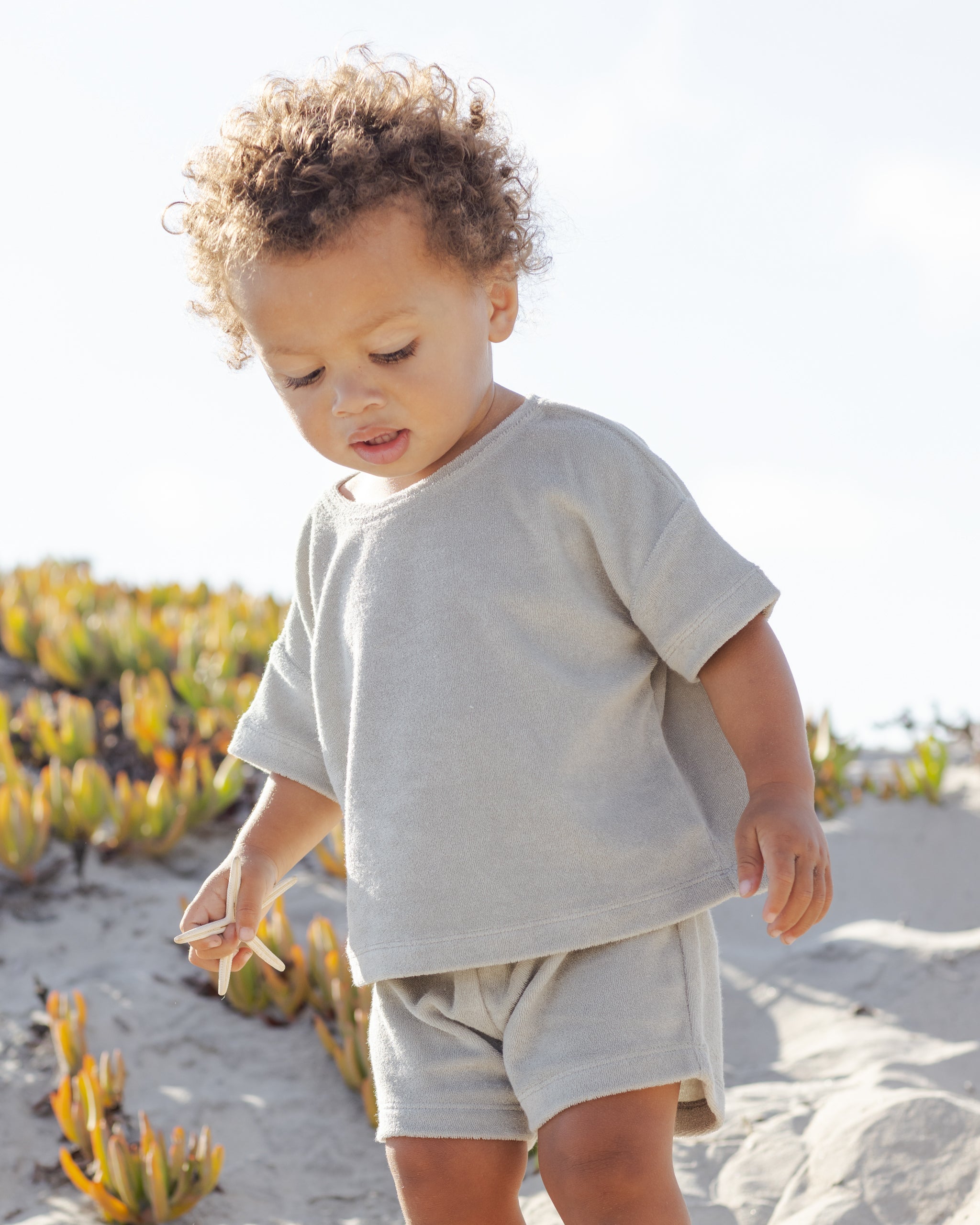 Rylee + Cru ライリーアンドクルー ベビー服 子供服 テリーTシャツ + ショートセット　セージ