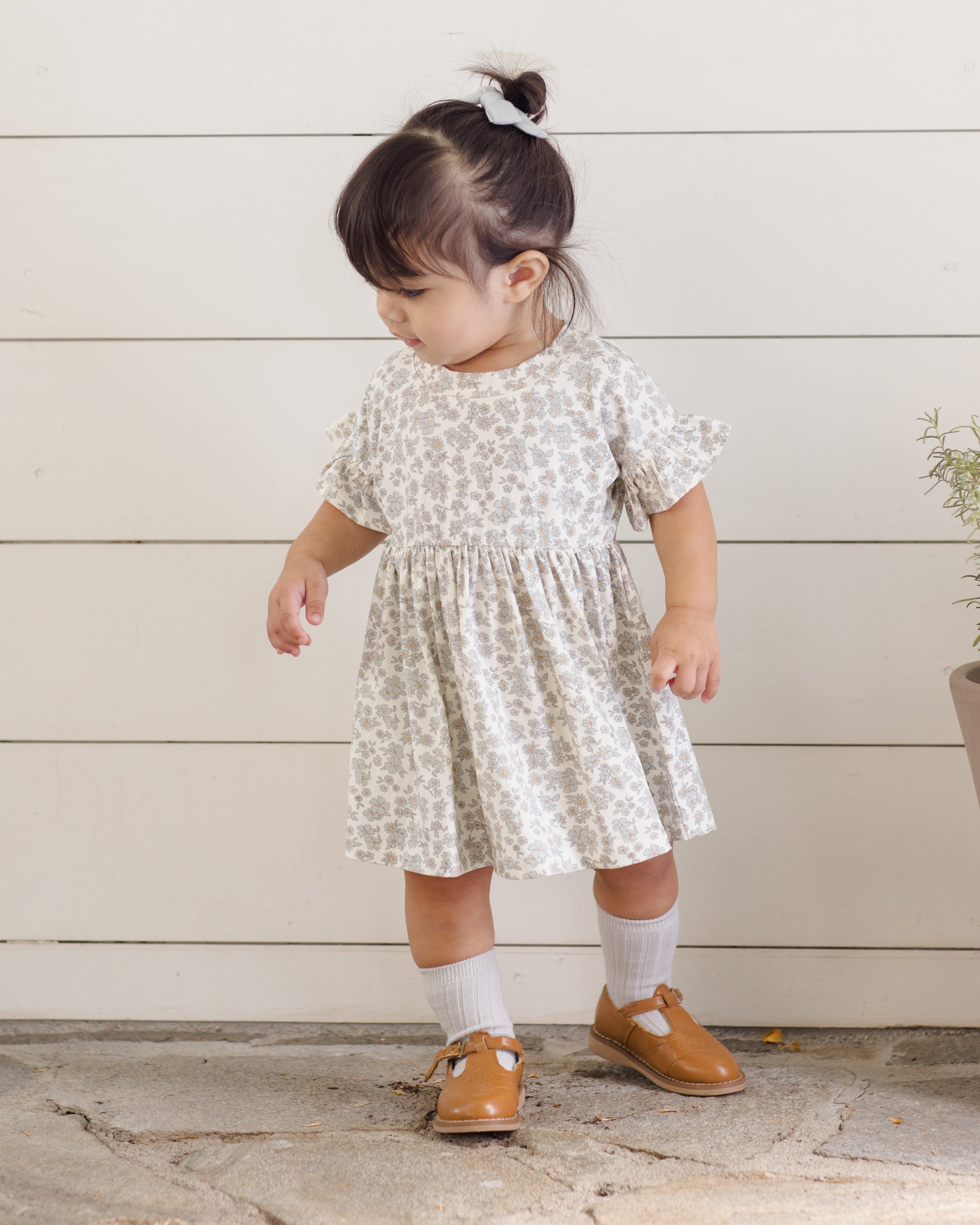 Rylee + Cru ライリーアンドクルー ベビー服 子供服 バンブーベビードールドレス　ブルーフローラル