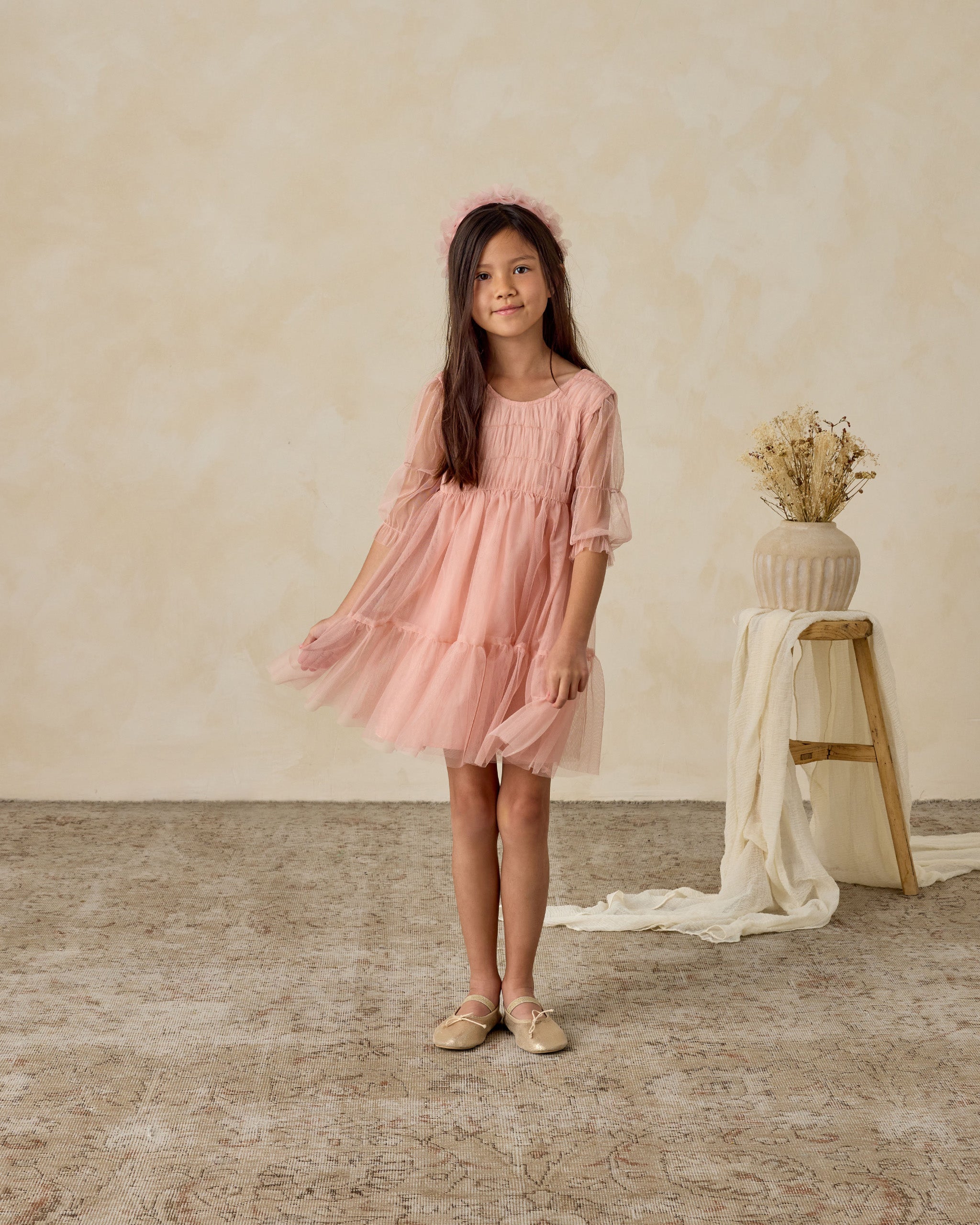Rylee + Cru ライリーアンドクルー ベビー服 子供服  コラリードレス　ローズ