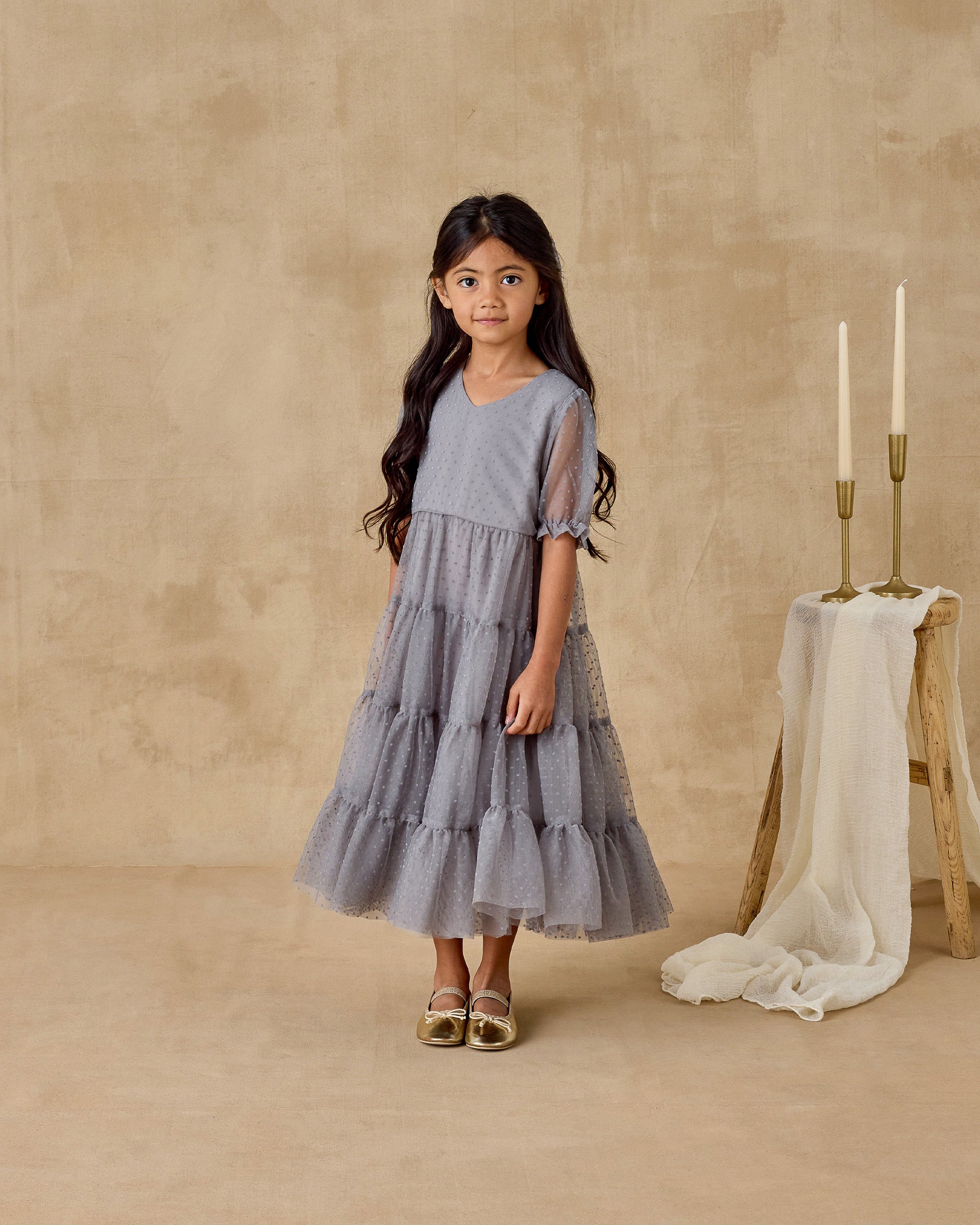 Rylee + Cru ライリーアンドクルー ベビー服 子供服  ドッティドレス　フレンチブルー