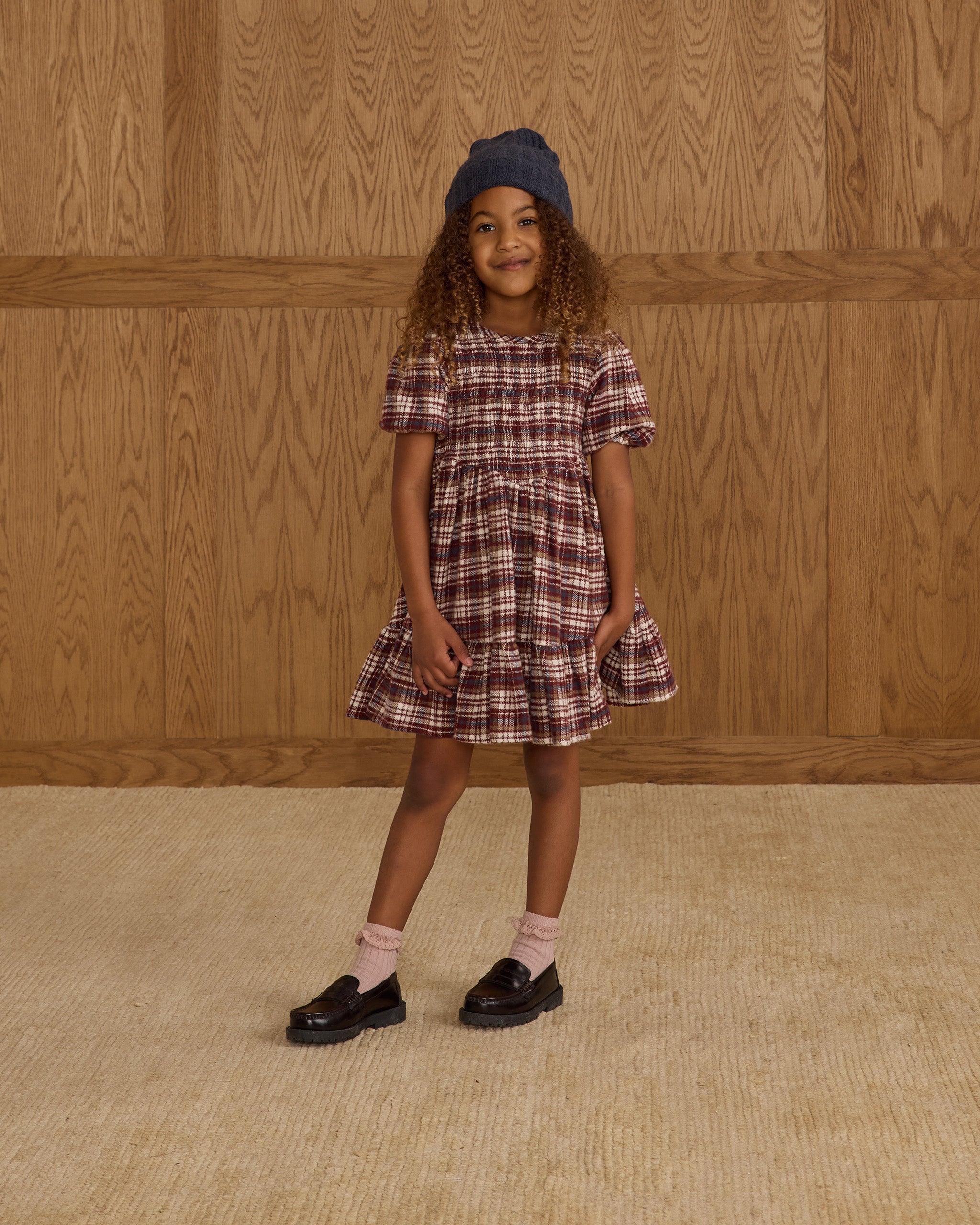 Rylee + Cru ライリーアンドクルー ベビー服 子供服  インドドレス　バーガンディチェック