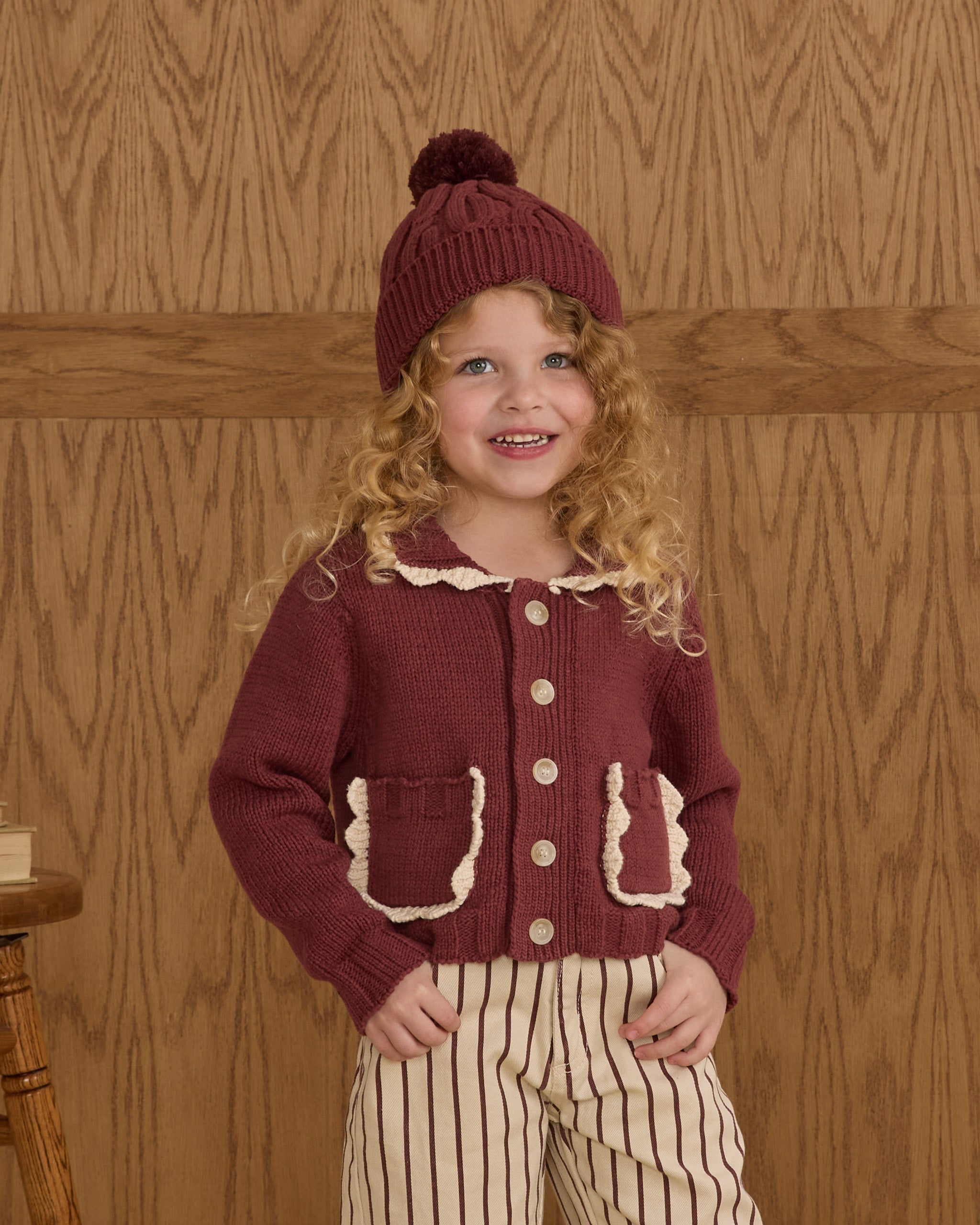 Rylee + Cru ライリーアンドクルー ベビー服 子供服  カラードカーディガン　バーガンディ