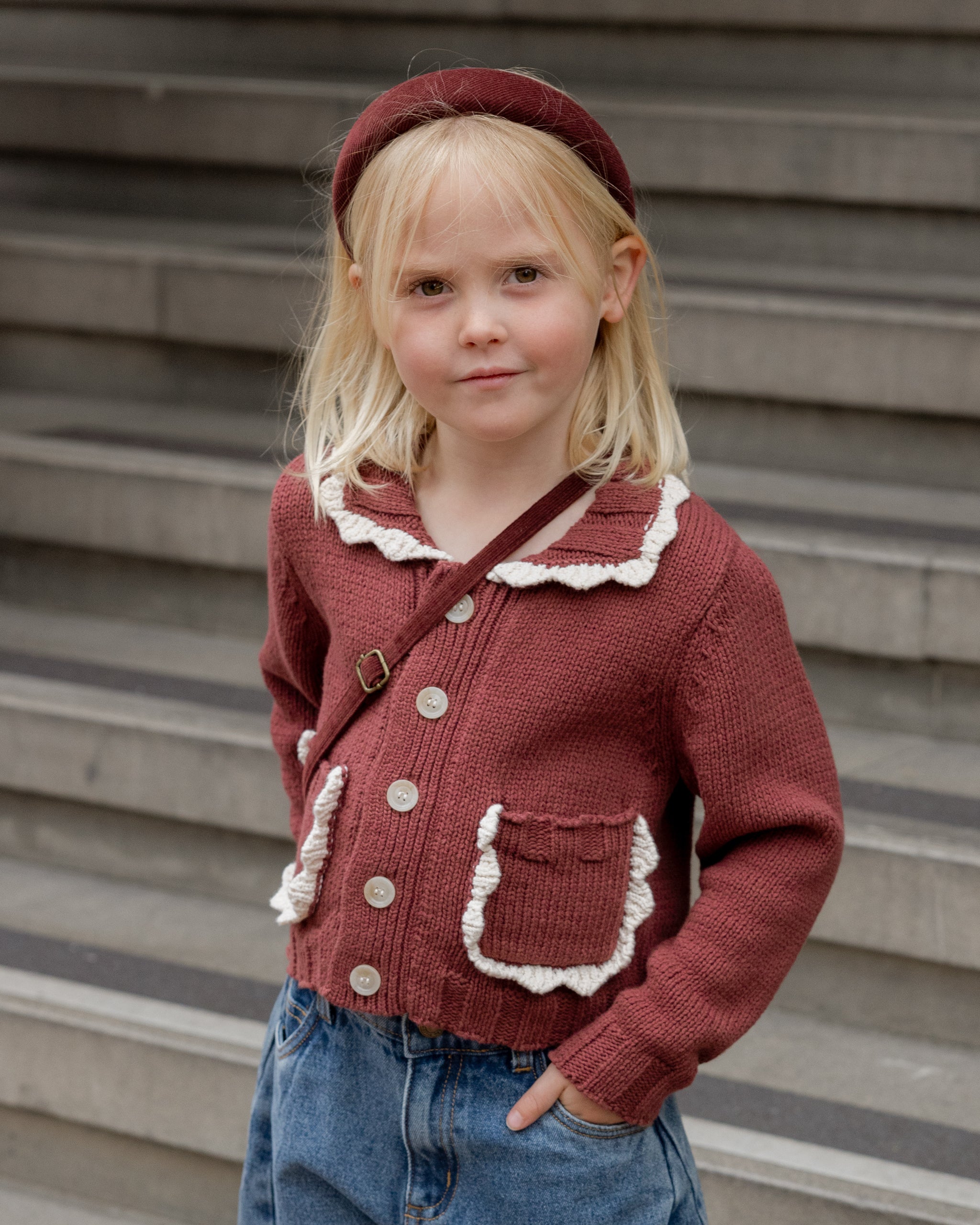 Rylee + Cru ライリーアンドクルー ベビー服 子供服  カラードカーディガン　バーガンディ