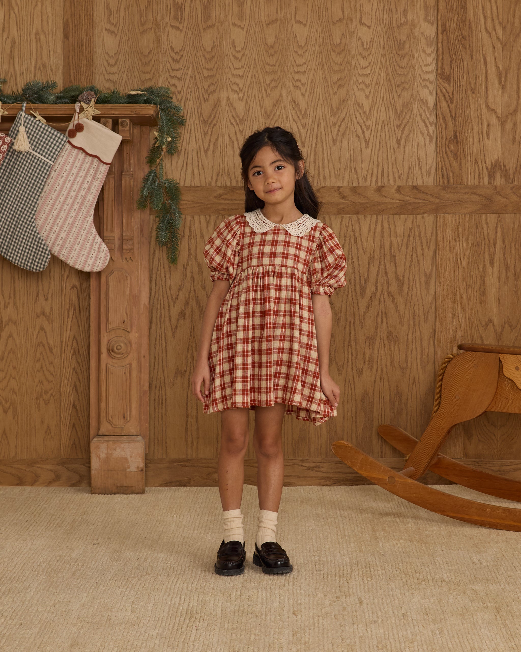 Rylee + Cru ライリーアンドクルー ベビー服 子供服  ハイジドレス　レッドチェック