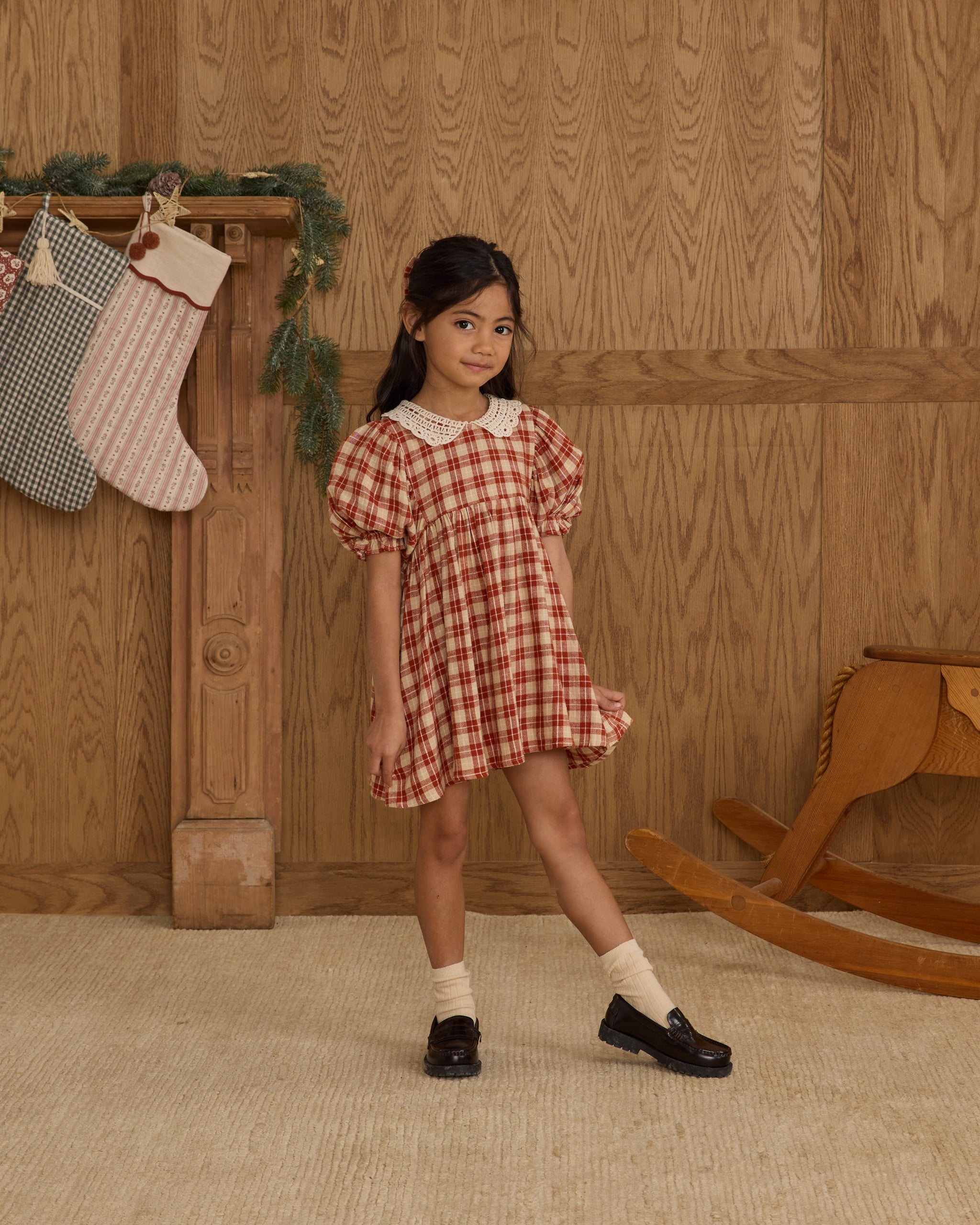 Rylee + Cru ライリーアンドクルー ベビー服 子供服  ハイジドレス　レッドチェック
