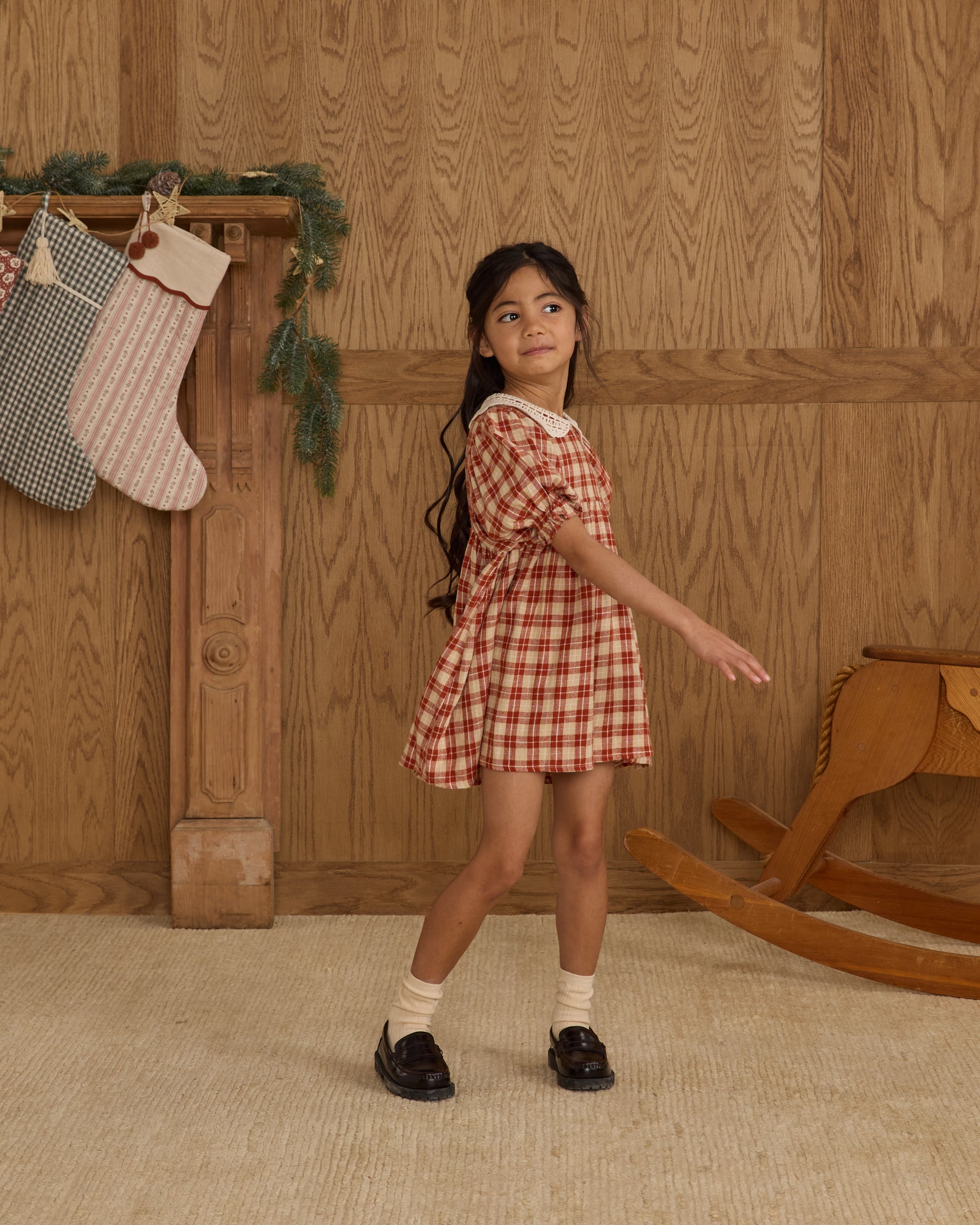 Rylee + Cru ライリーアンドクルー ベビー服 子供服  ハイジドレス　レッドチェック