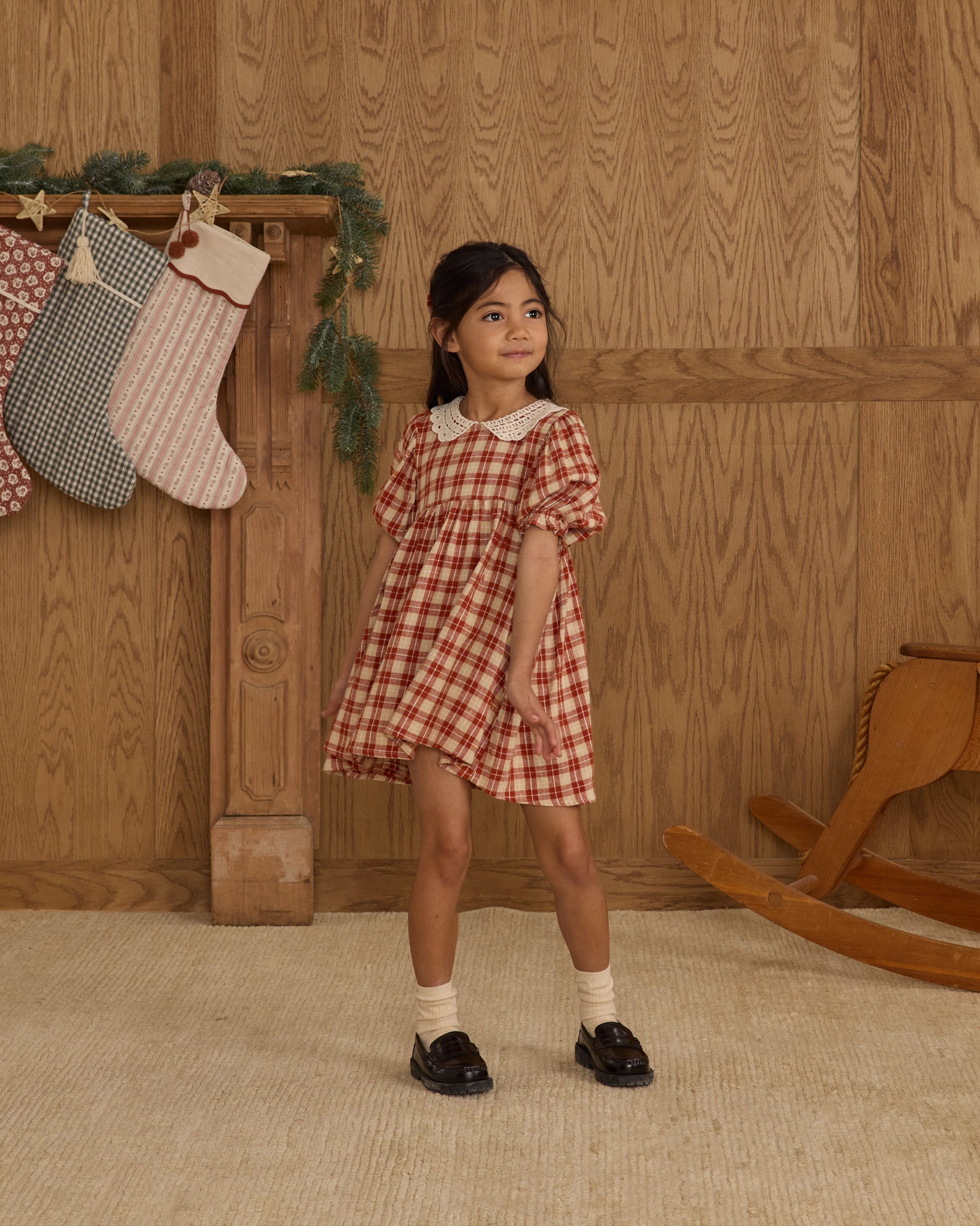 Rylee + Cru ライリーアンドクルー ベビー服 子供服  ハイジドレス　レッドチェック