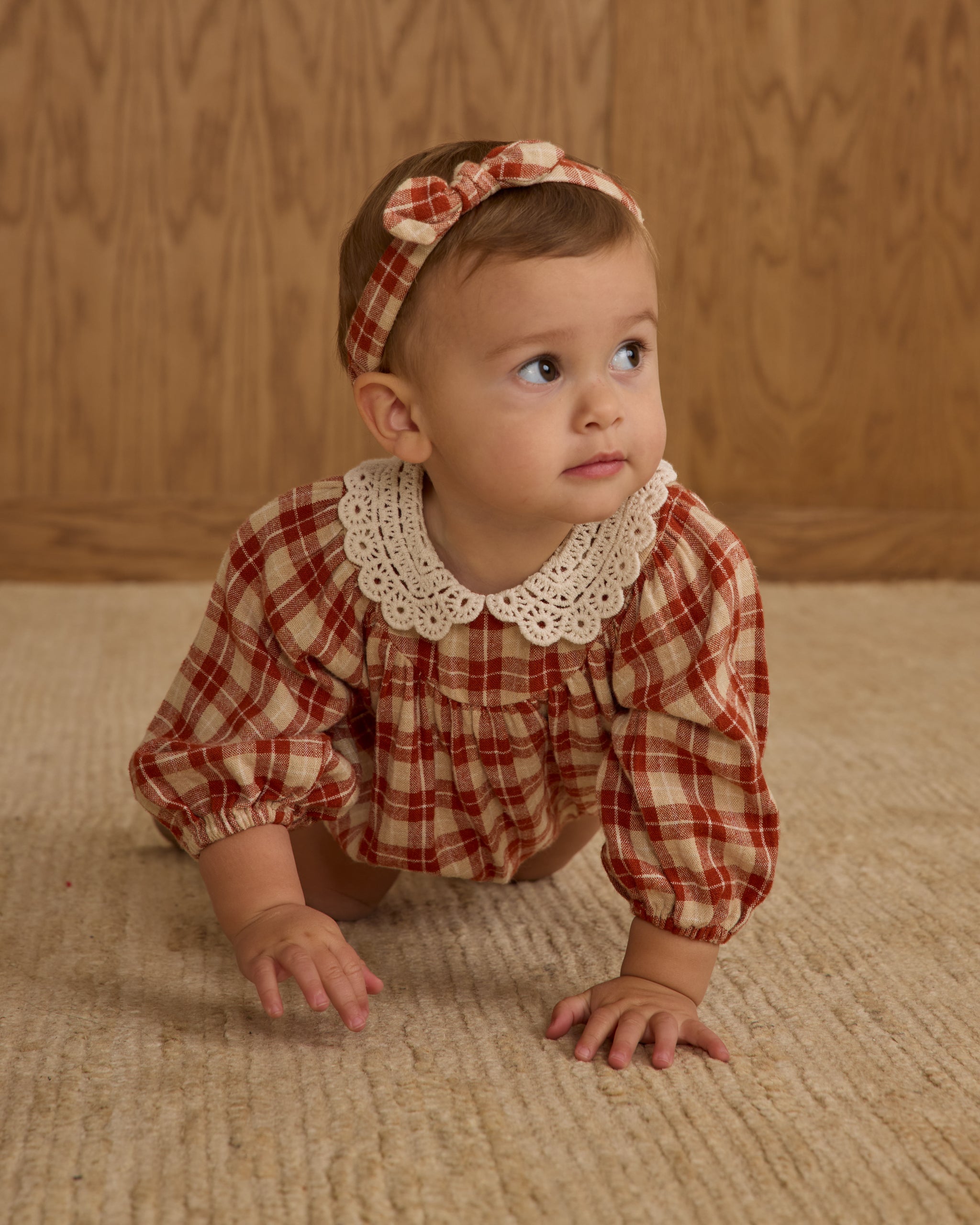 Rylee + Cru ライリーアンドクルー ベビー服 子供服  ベビーボウヘッドバンド　レッドチェック