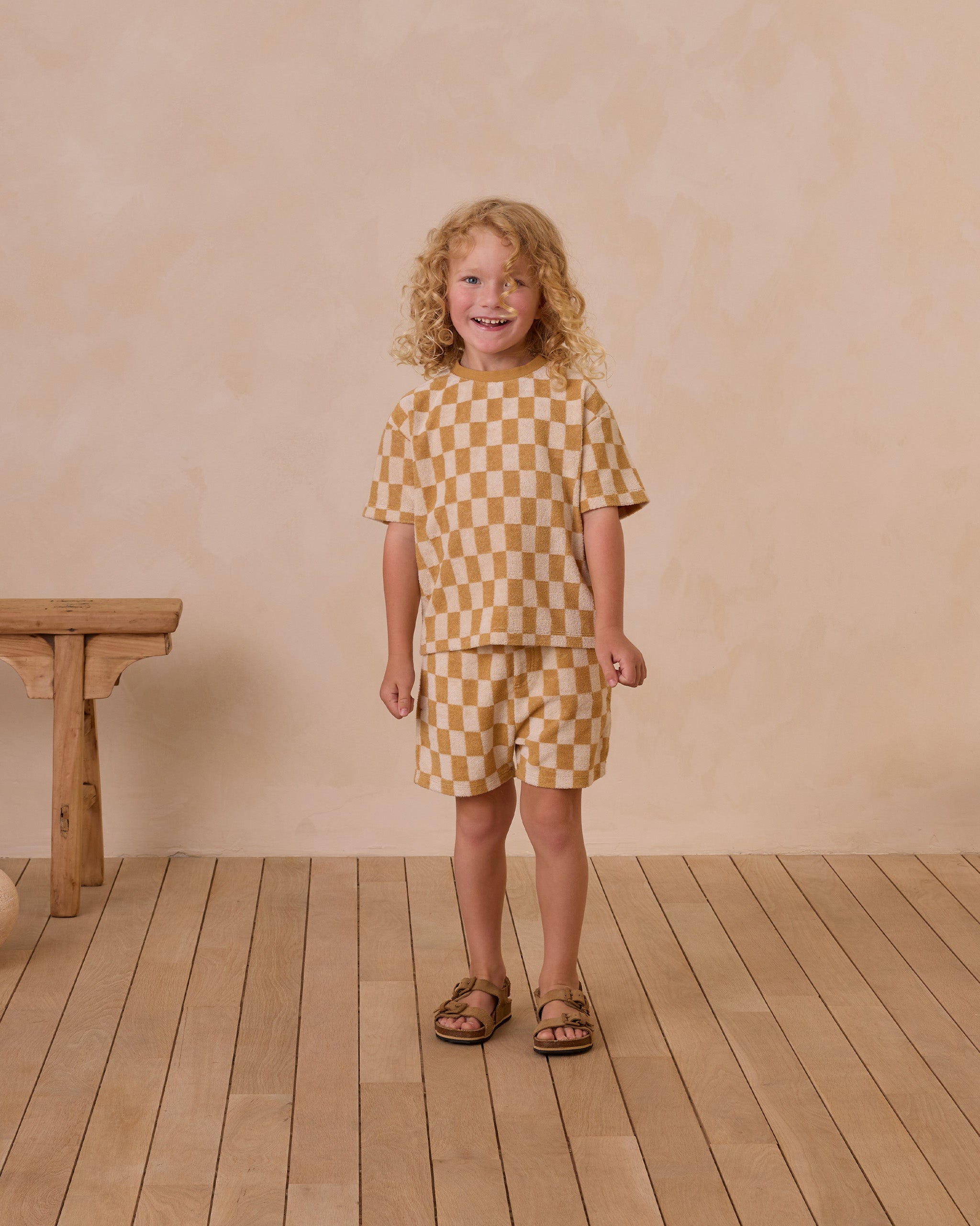 Rylee + Cru ライリーアンドクルー ベビー服 子供服 リラックスティー マリーゴールドチェック マリーゴールド