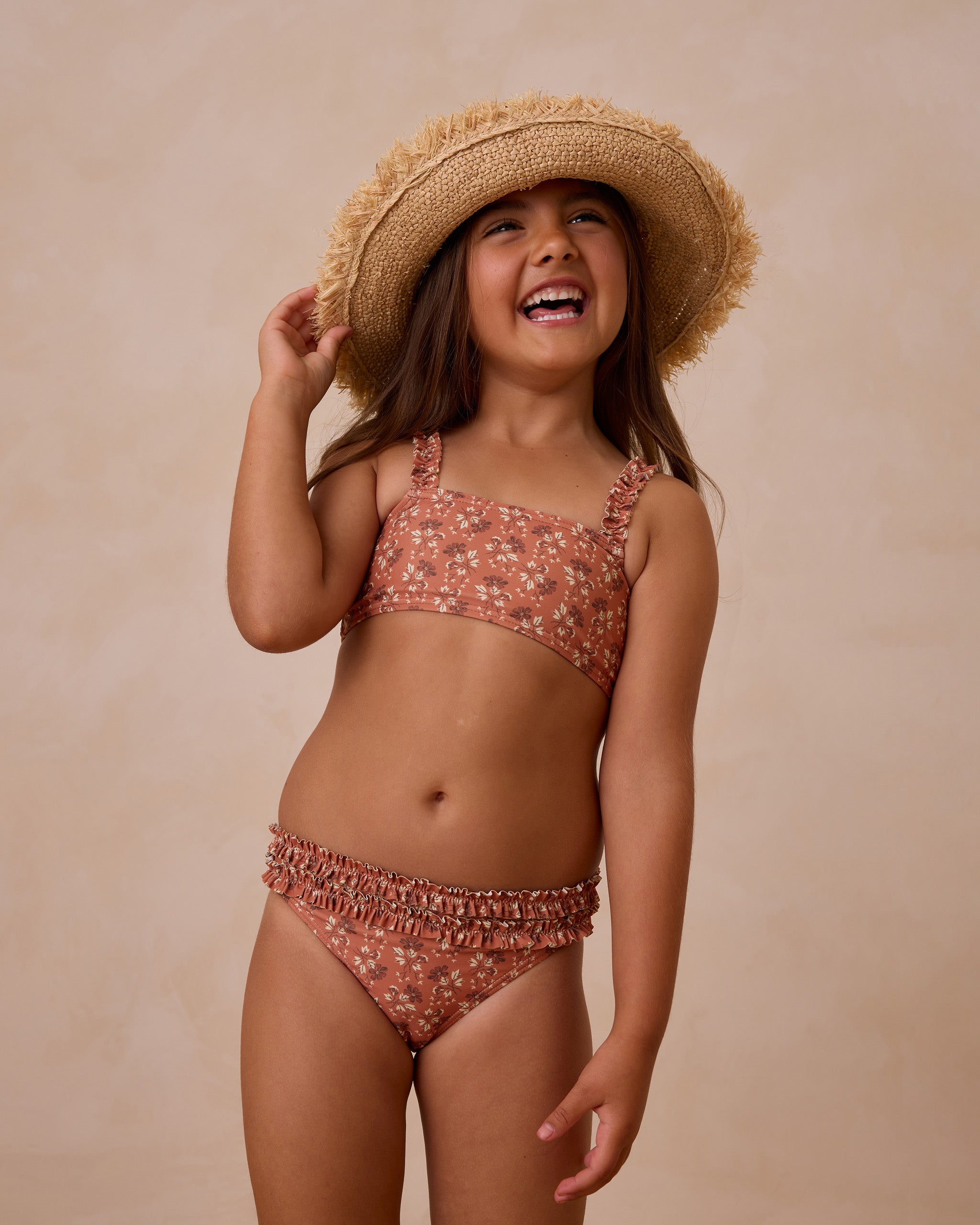 Rylee + Cru ライリーアンドクルー ベビー服 子供服 ルーシュドビキニ レッドフローラル ポピー