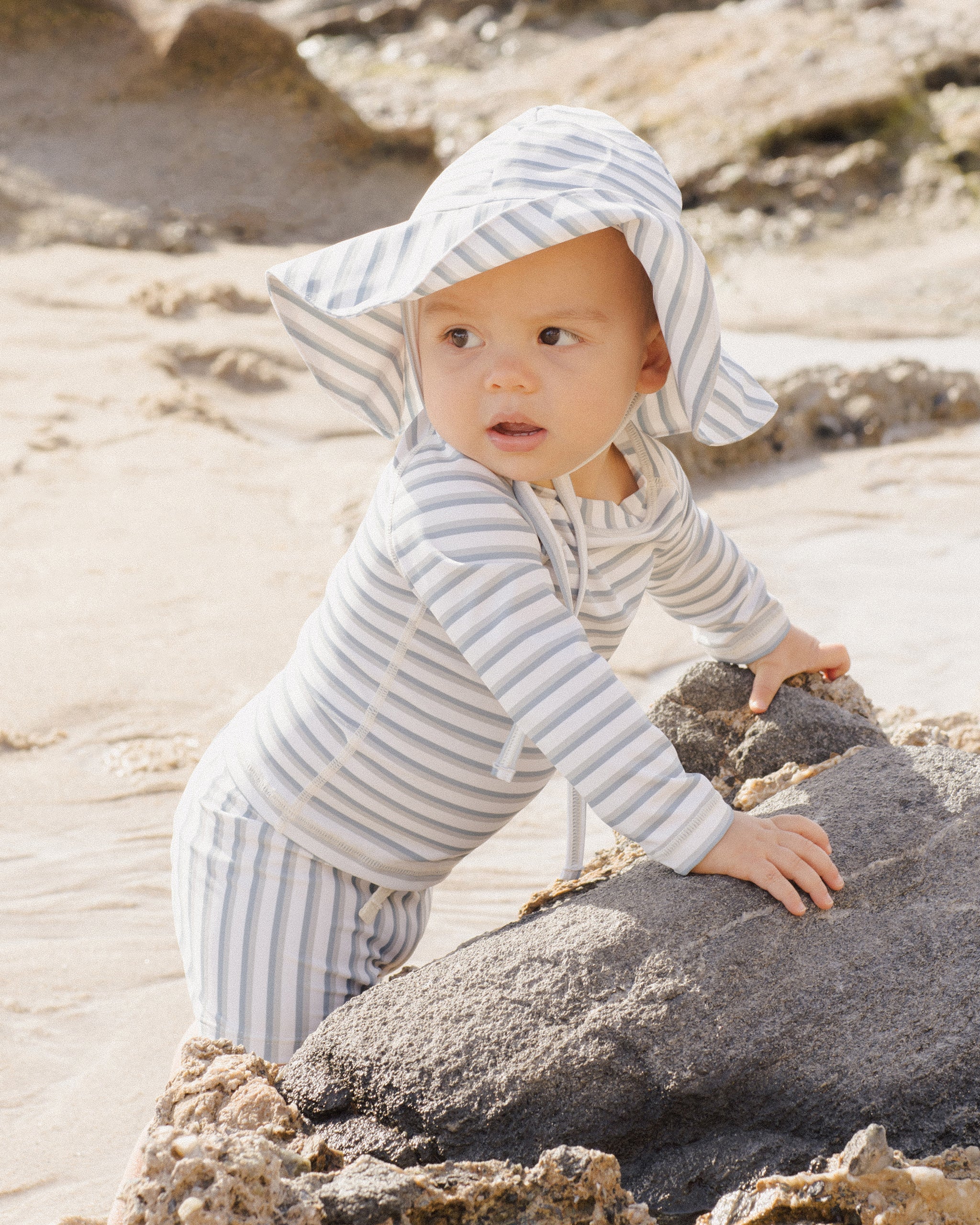 Rylee + Cru ライリーアンドクルー ベビー服 子供服 ラッシュガードボーイセット シーフォームストライプブルー