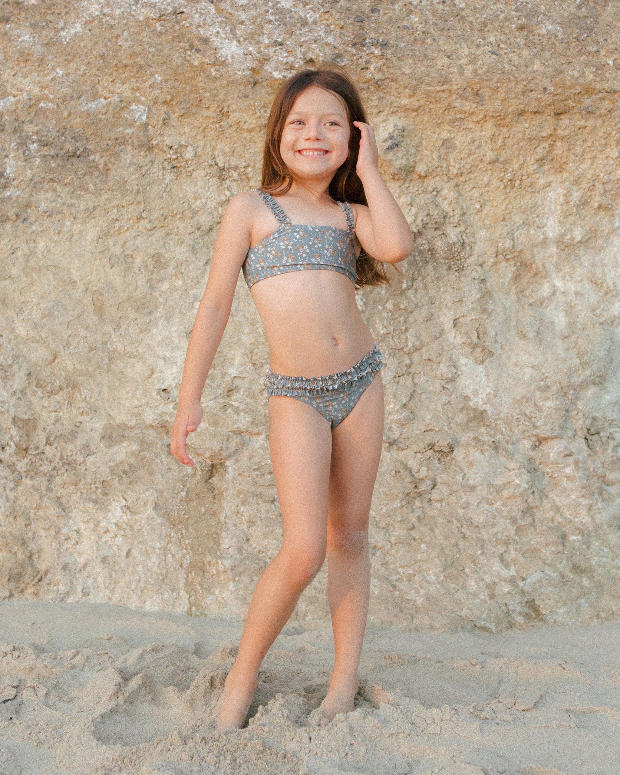 Rylee + Cru ライリーアンドクルー ベビー服 子供服 ルーシュドビキニ ブルーフローラル オーシャン