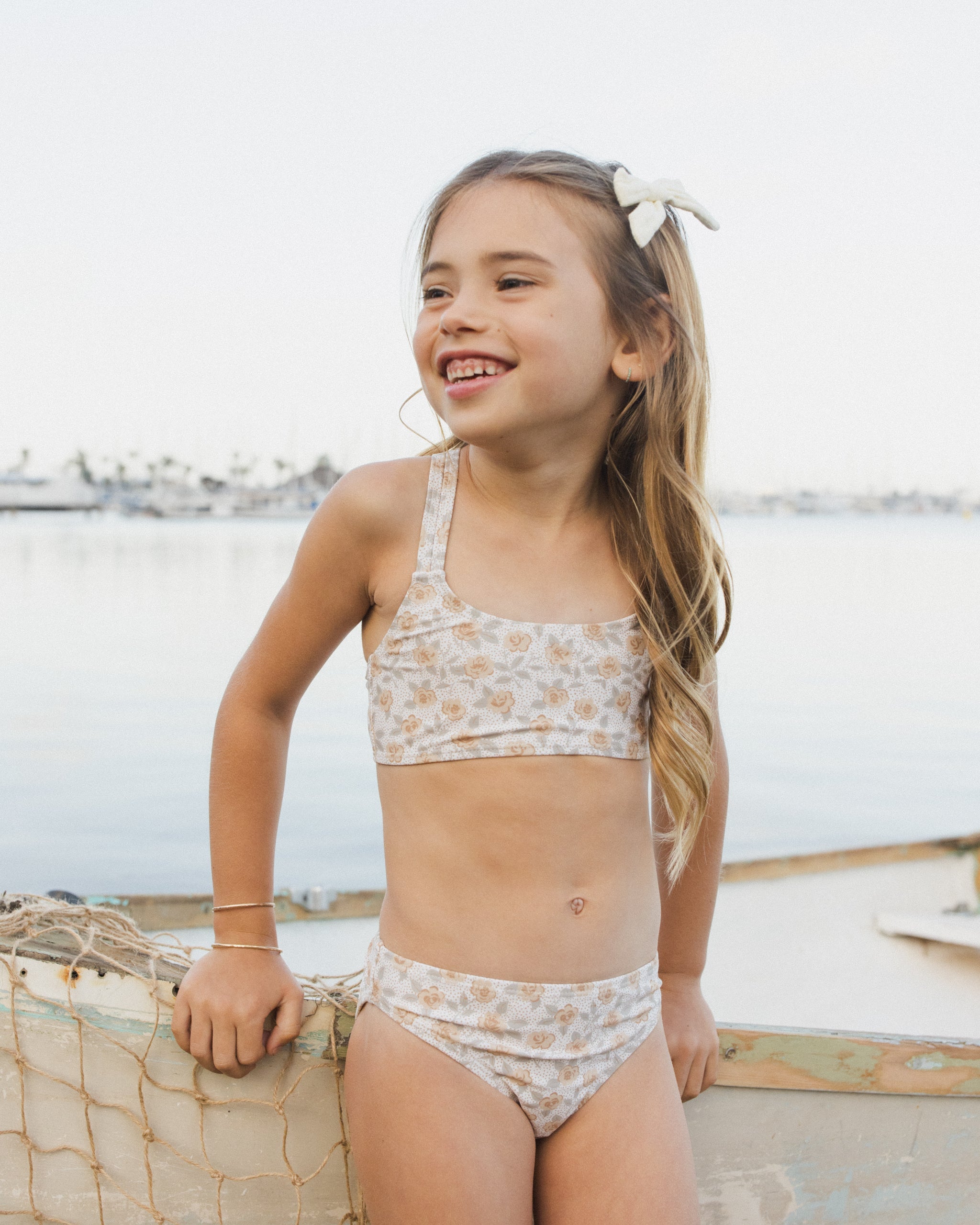 Rylee + Cru ライリーアンドクルー ベビー服 子供服 クロップ ラッシュガード セット　イエロー フローラル