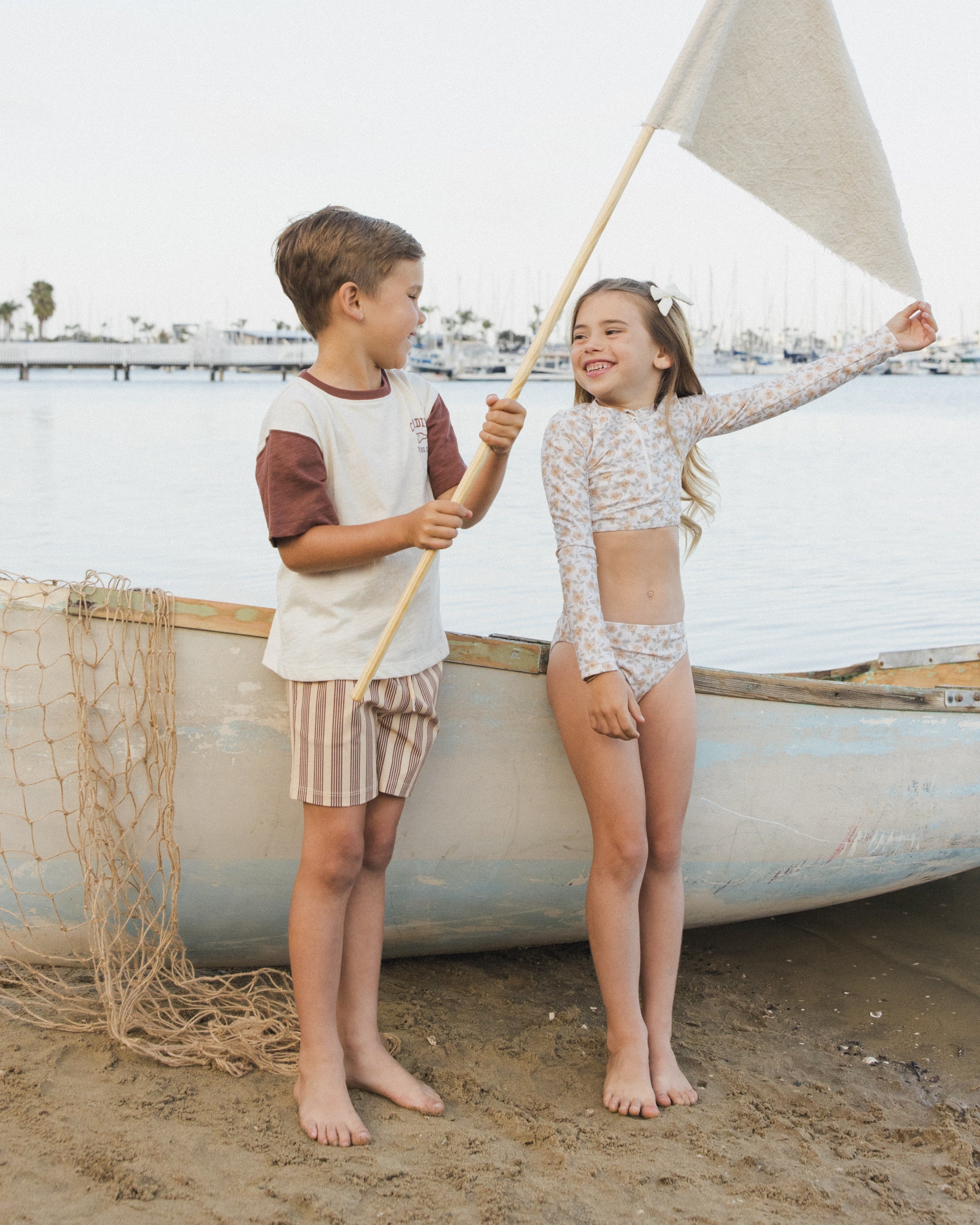 Rylee + Cru ライリーアンドクルー ベビー服 子供服 クロップ ラッシュガード セット　イエロー フローラル