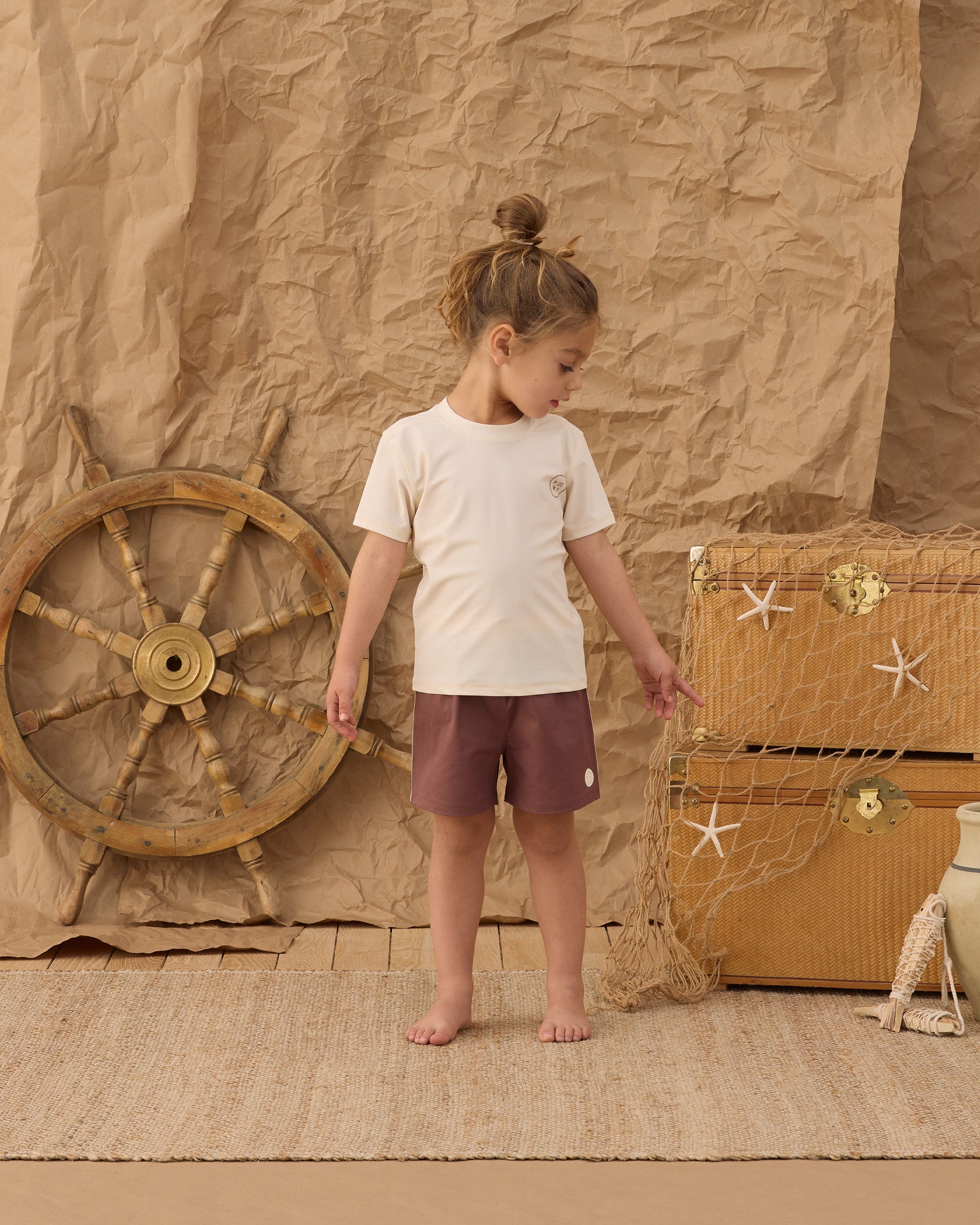 Rylee + Cru ライリーアンドクルー ベビー服 子供服 ショートスリーブラッシュガード　ナチュラル