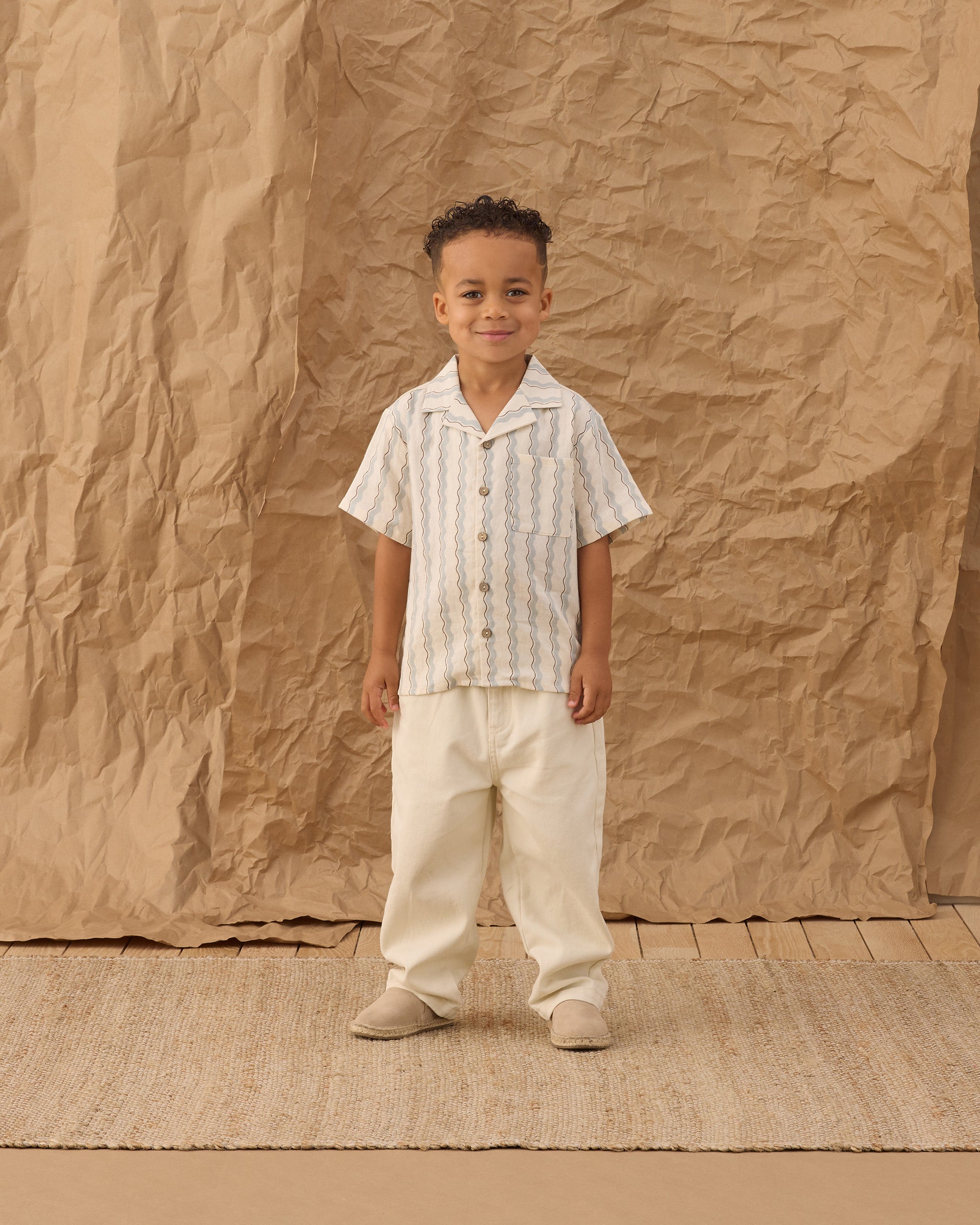 Rylee + Cru ライリーアンドクルー ベビー服 子供服 ラペルカラーシャツ　ウェーブストライプ