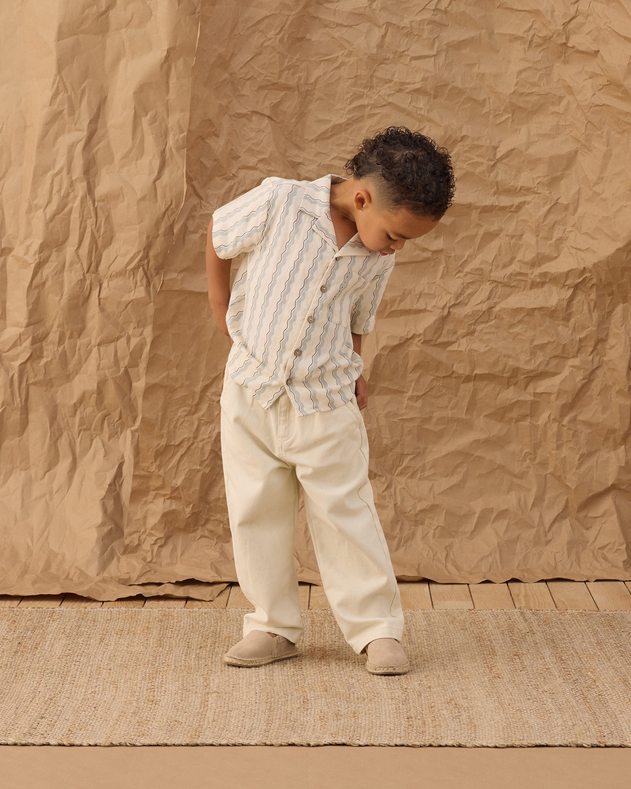 Rylee + Cru ライリーアンドクルー ベビー服 子供服 ラペルカラーシャツ　ウェーブストライプ