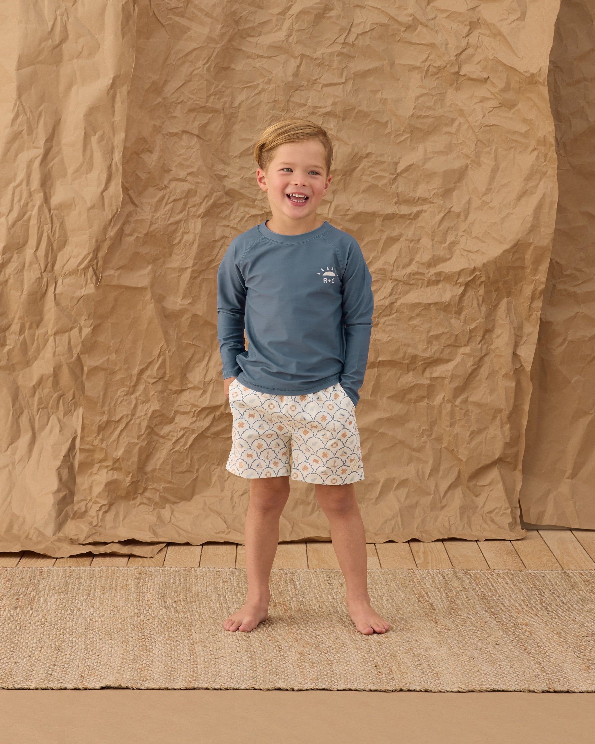 Rylee + Cru ライリーアンドクルー ベビー服 子供服 ロングスリーブラッシュガード　マリン