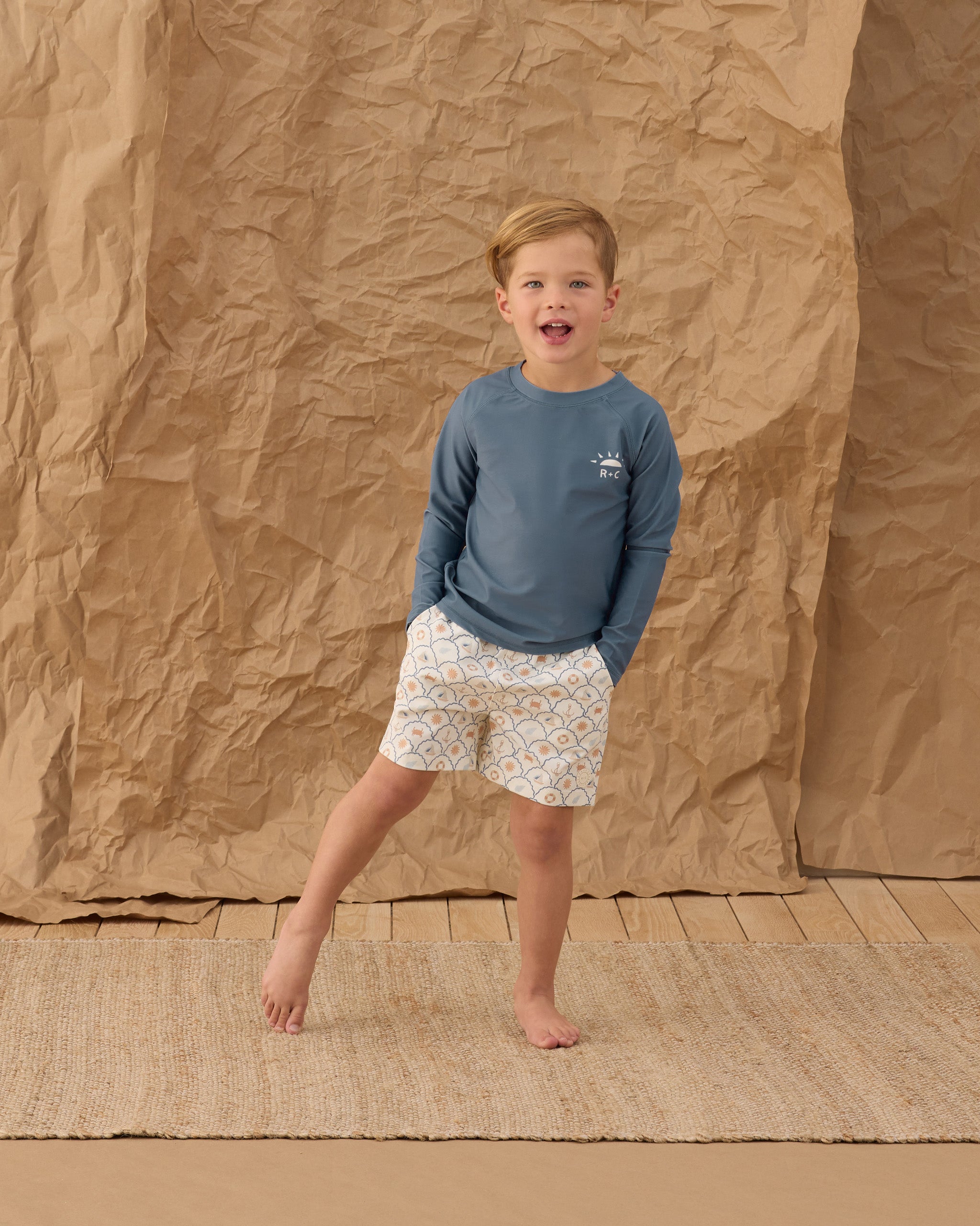 Rylee + Cru ライリーアンドクルー ベビー服 子供服 ロングスリーブラッシュガード　マリン