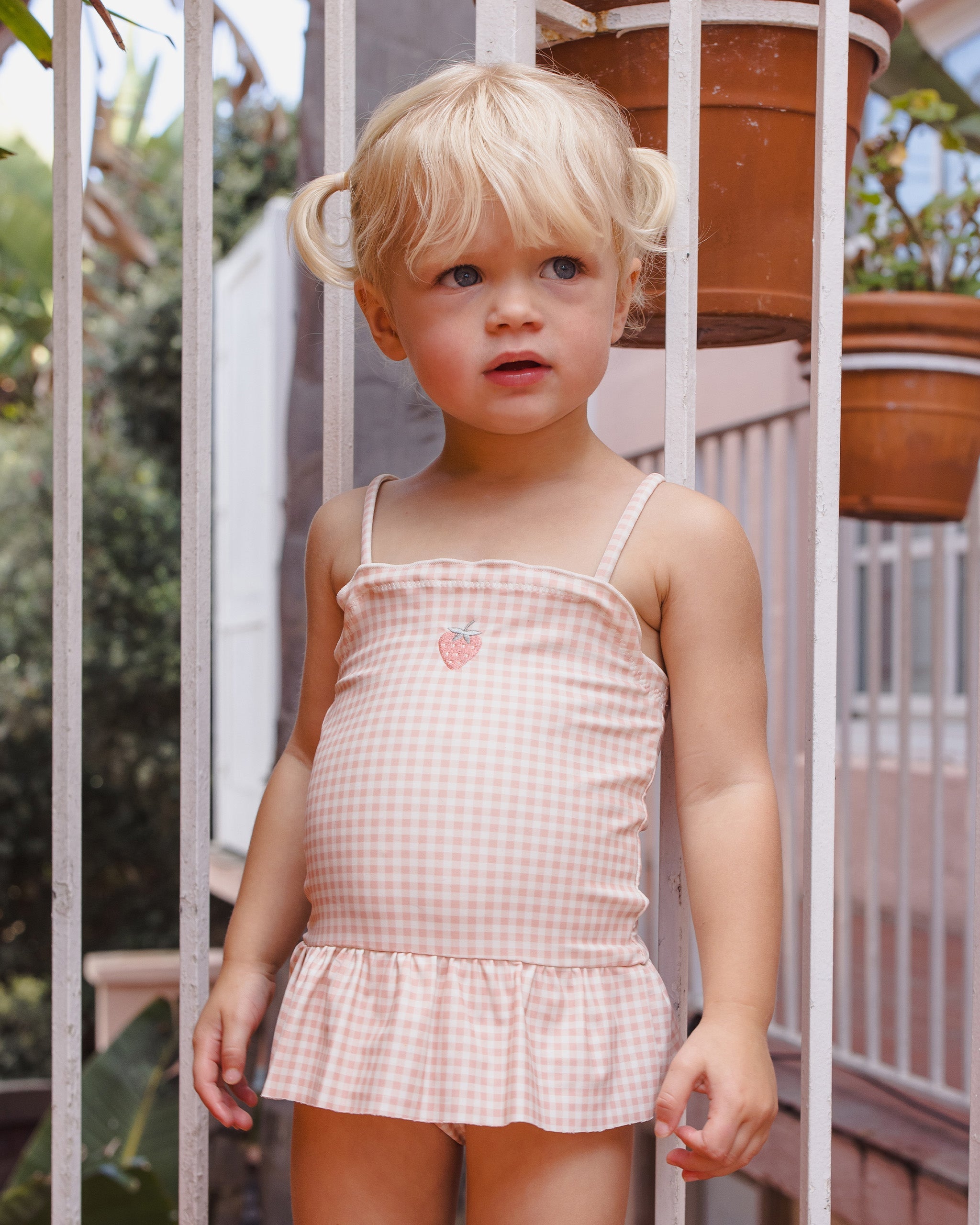 Tori Skirted One-Piece Petal Gingham – Rylee + Cru Japan