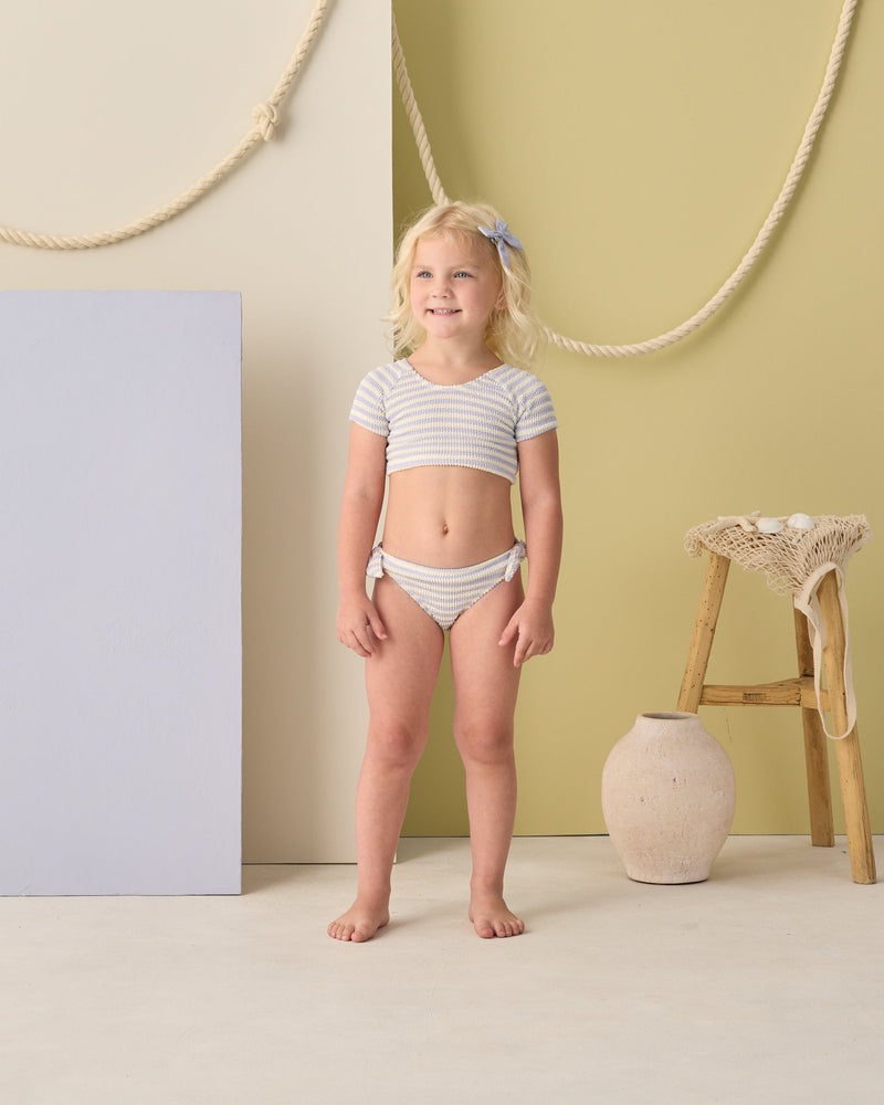 Cropped Rashguard Set Periwinkle Stripe