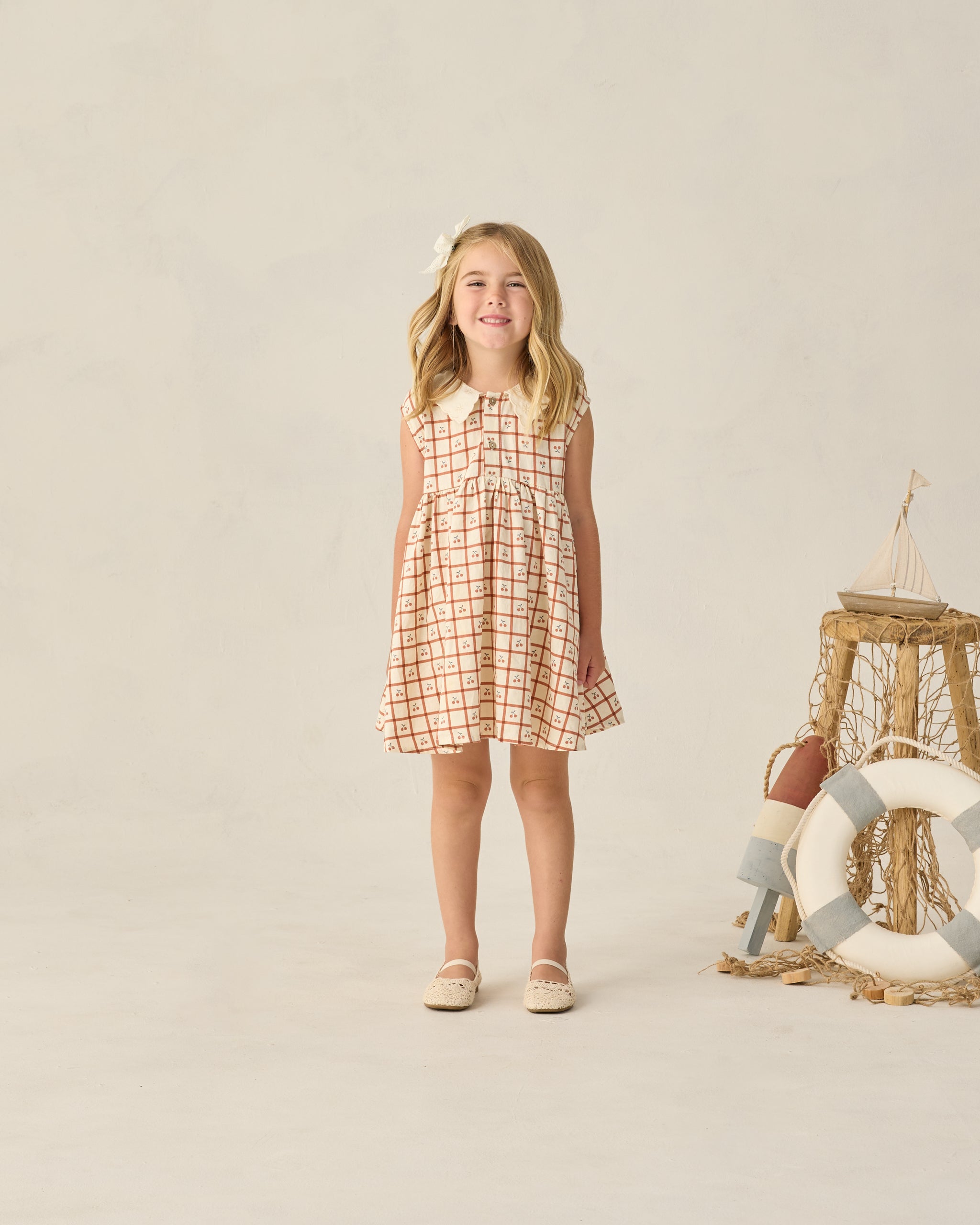 Rylee + Cru ライリーアンドクルー ベビー服 子供服 カラードベビードールドレス　チェリーチェック