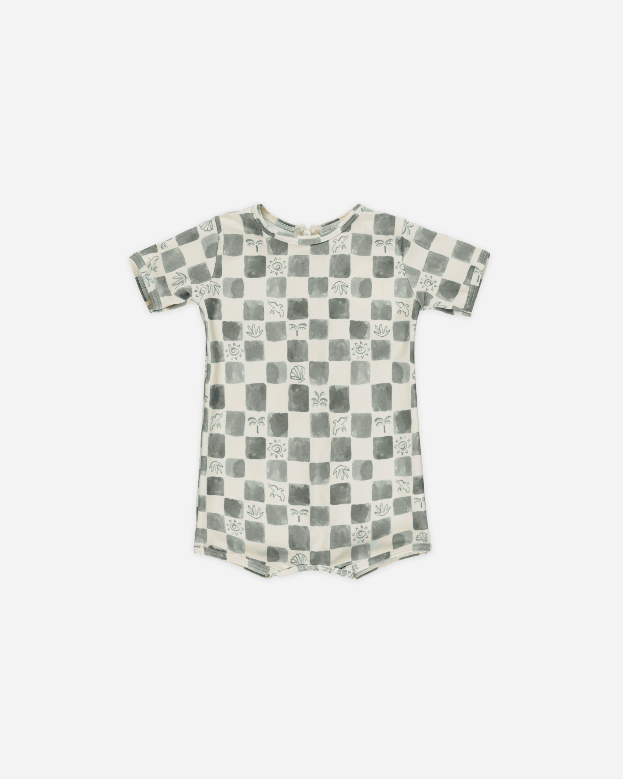 ショーティーワンピース コースタルチェック ナチュラル