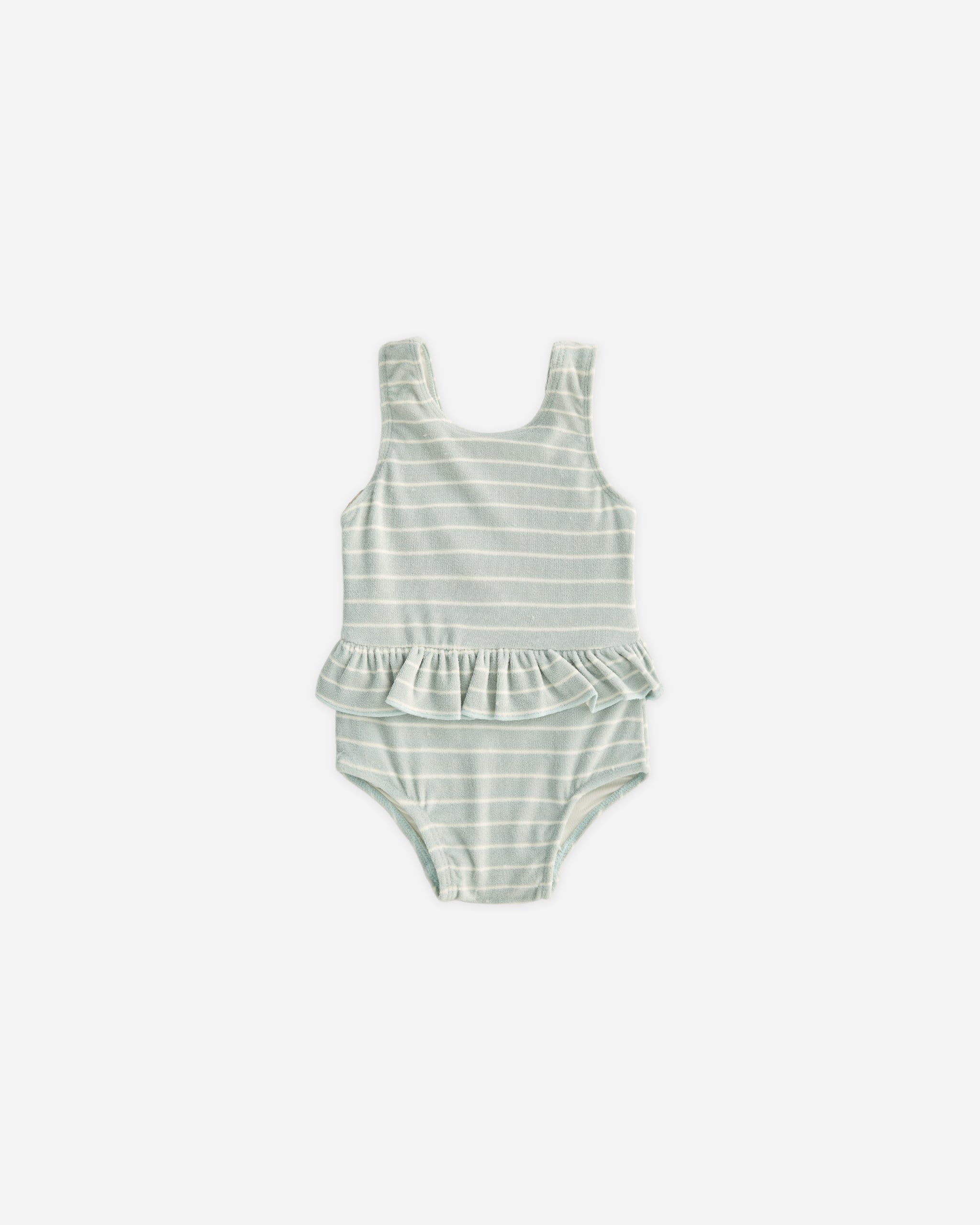 Skirted One-Piece Seafoam Stripe