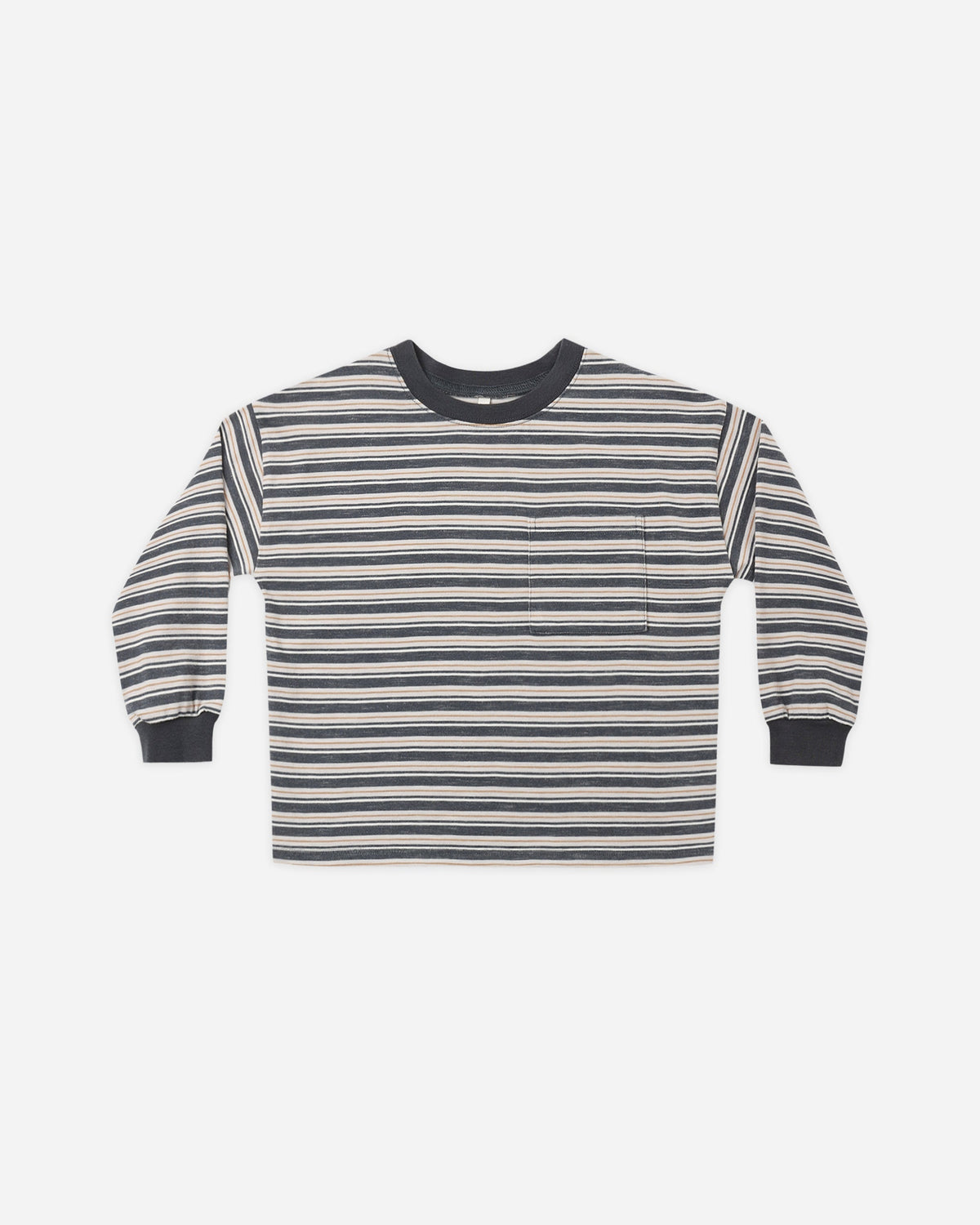 リラックスロングスリーブTシャツ ブルーストライプ