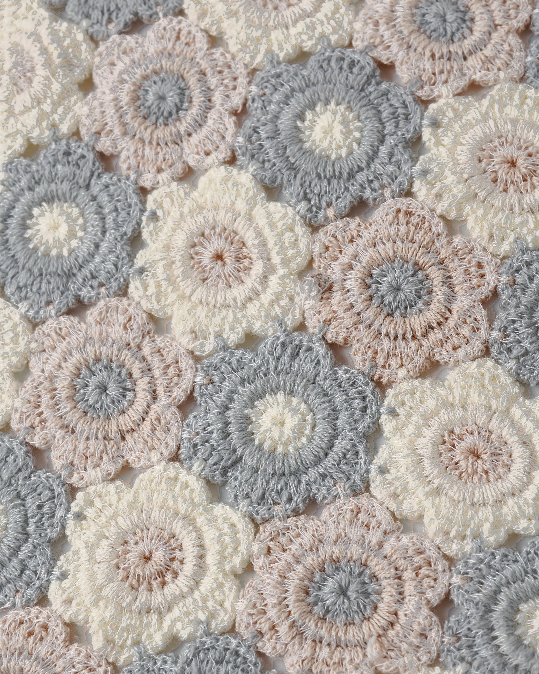 Crochet Scarf Blue, Light Pink, Ivory