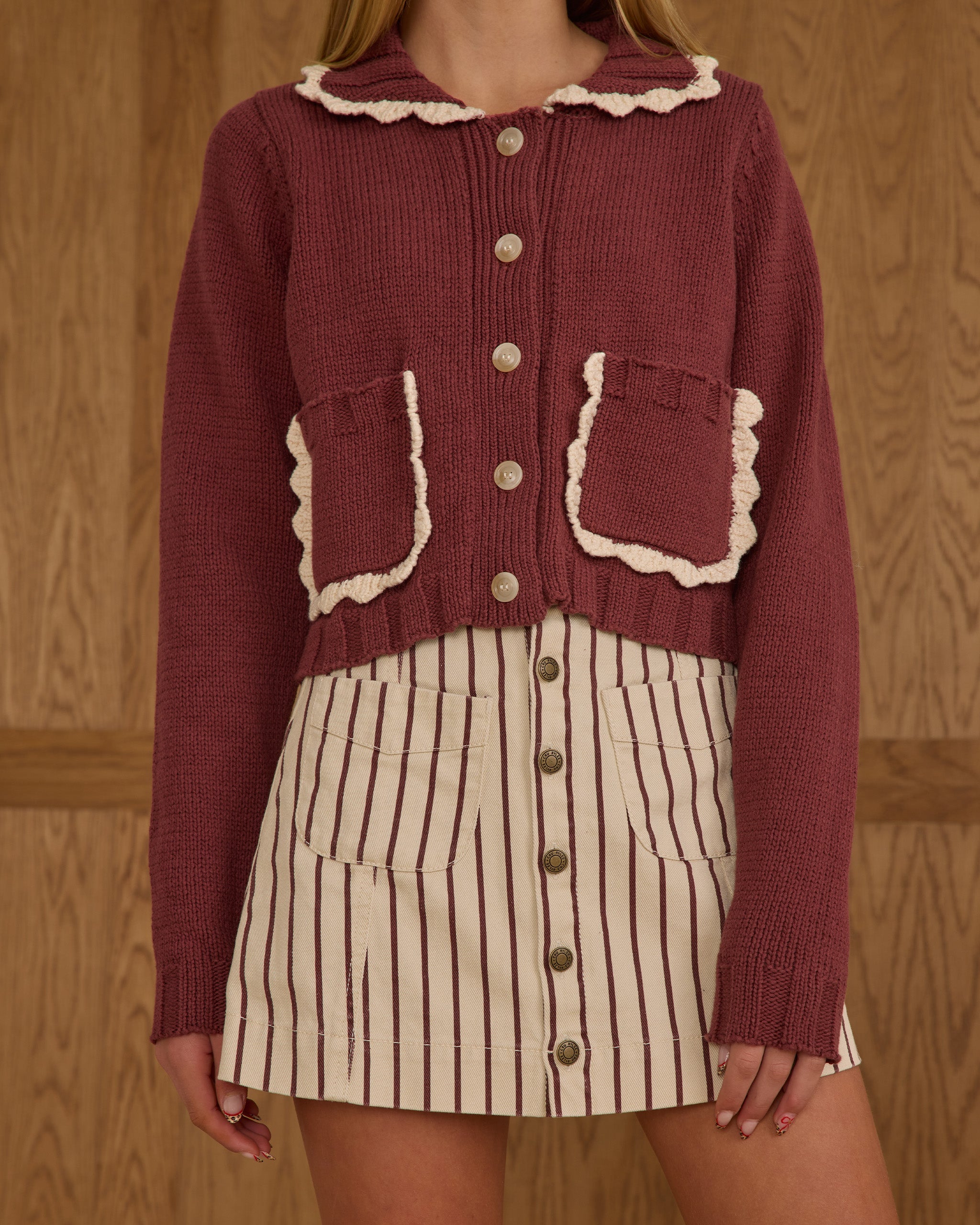 Rylee + Cru ライリーアンドクルー ベビー服 子供服  カラードカーディガン　バーガンディ