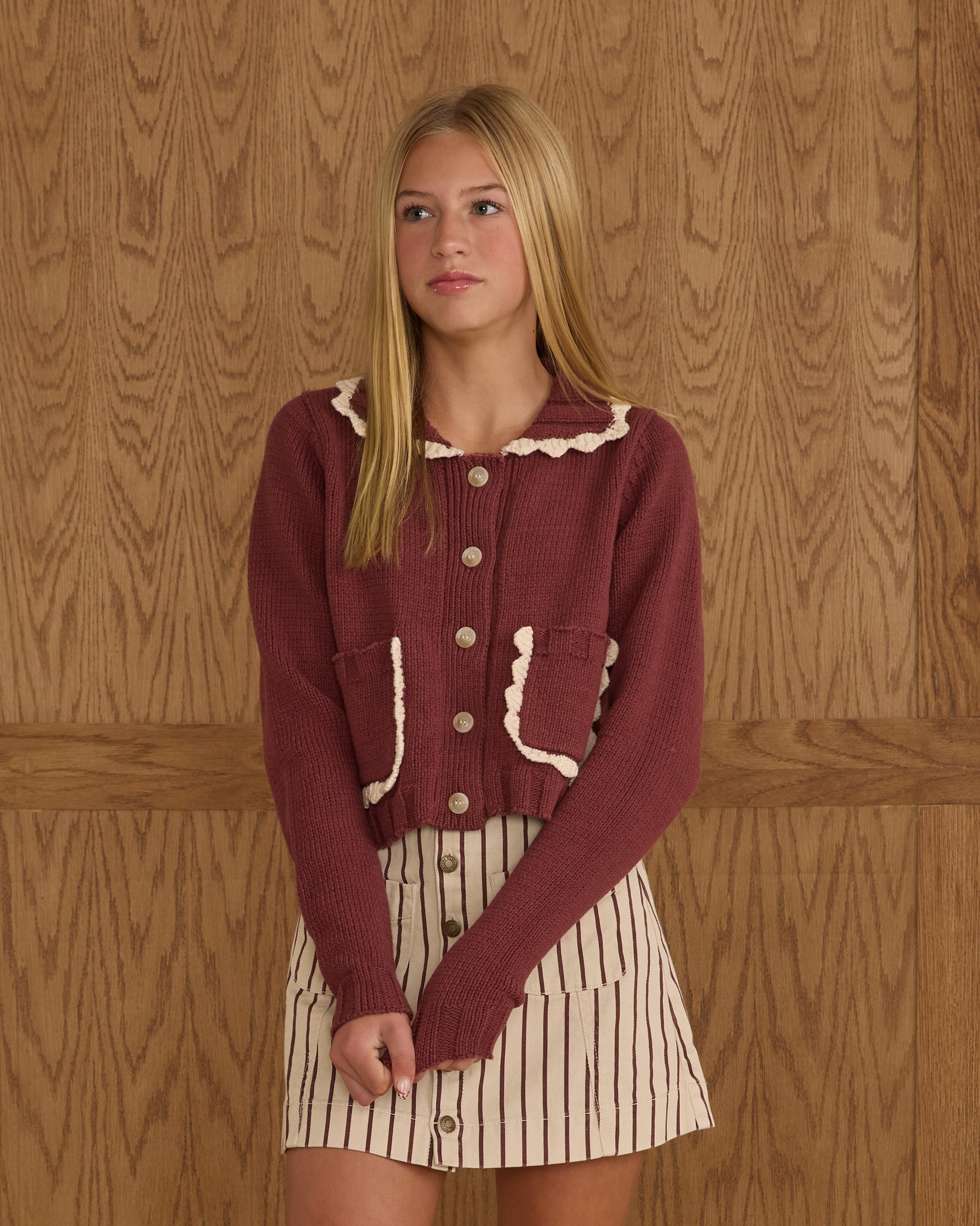 Rylee + Cru ライリーアンドクルー ベビー服 子供服  カラードカーディガン　バーガンディ