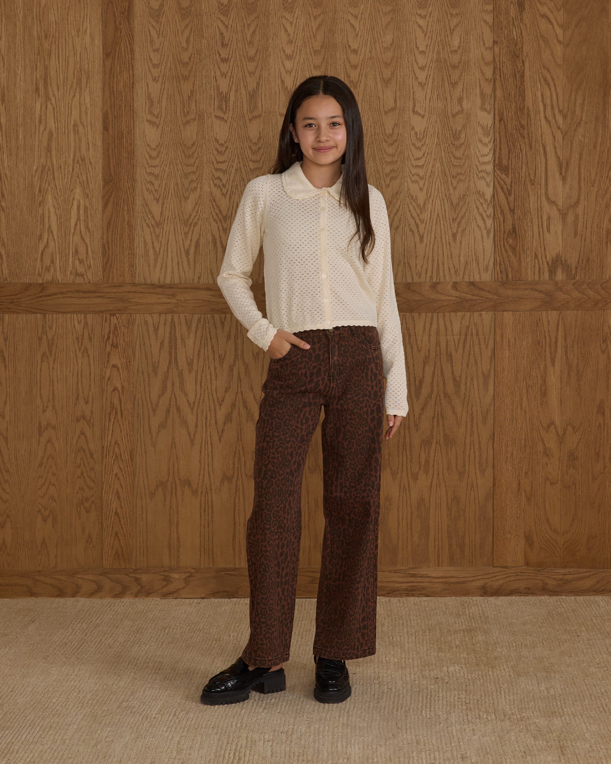 Rylee + Cru ライリーアンドクルー ベビー服 子供服  バギーワイドレッグデニム レオパード