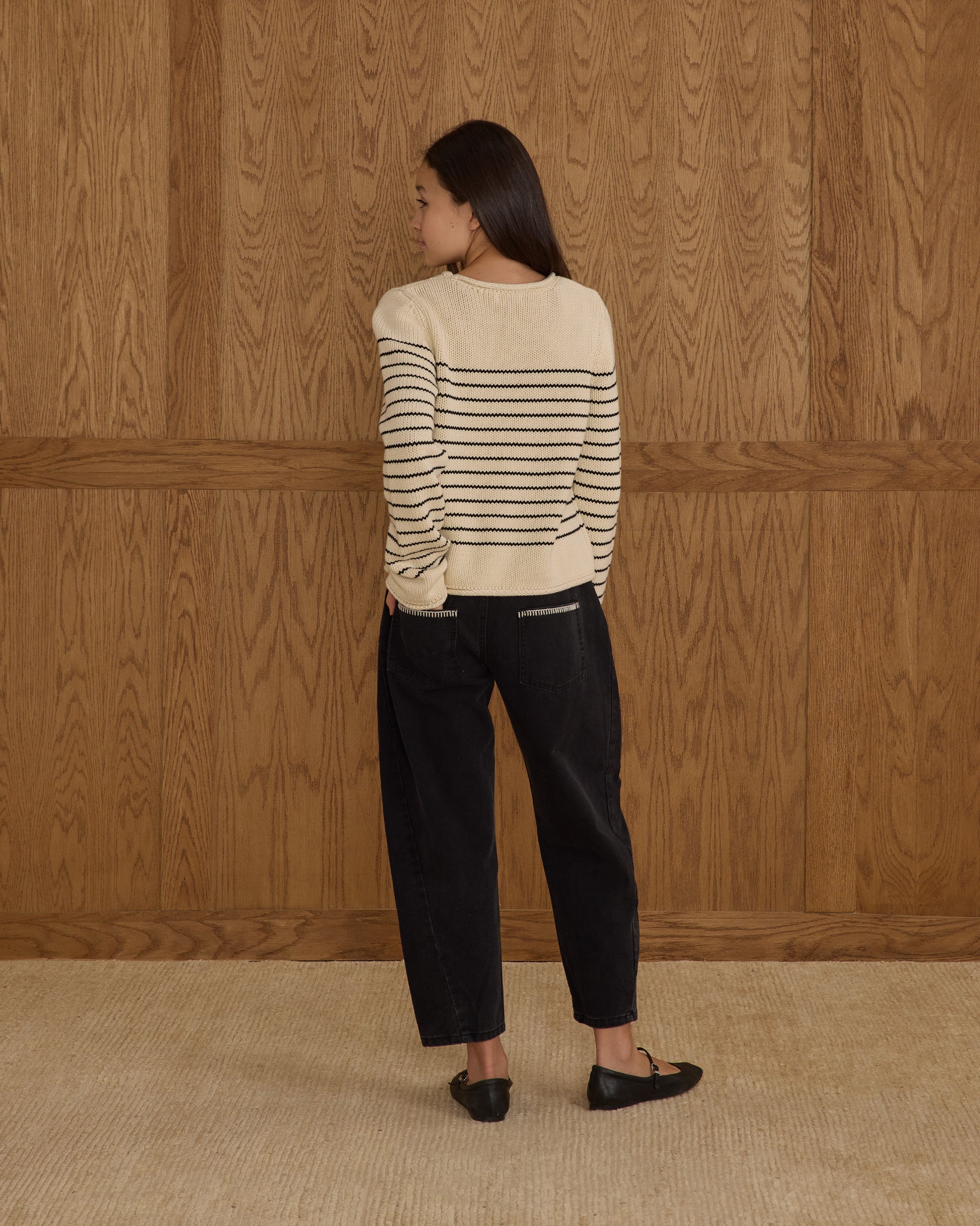 Rylee + Cru ライリーアンドクルー ベビー服 子供服  ラウンドネックセーター ブラックストライプ