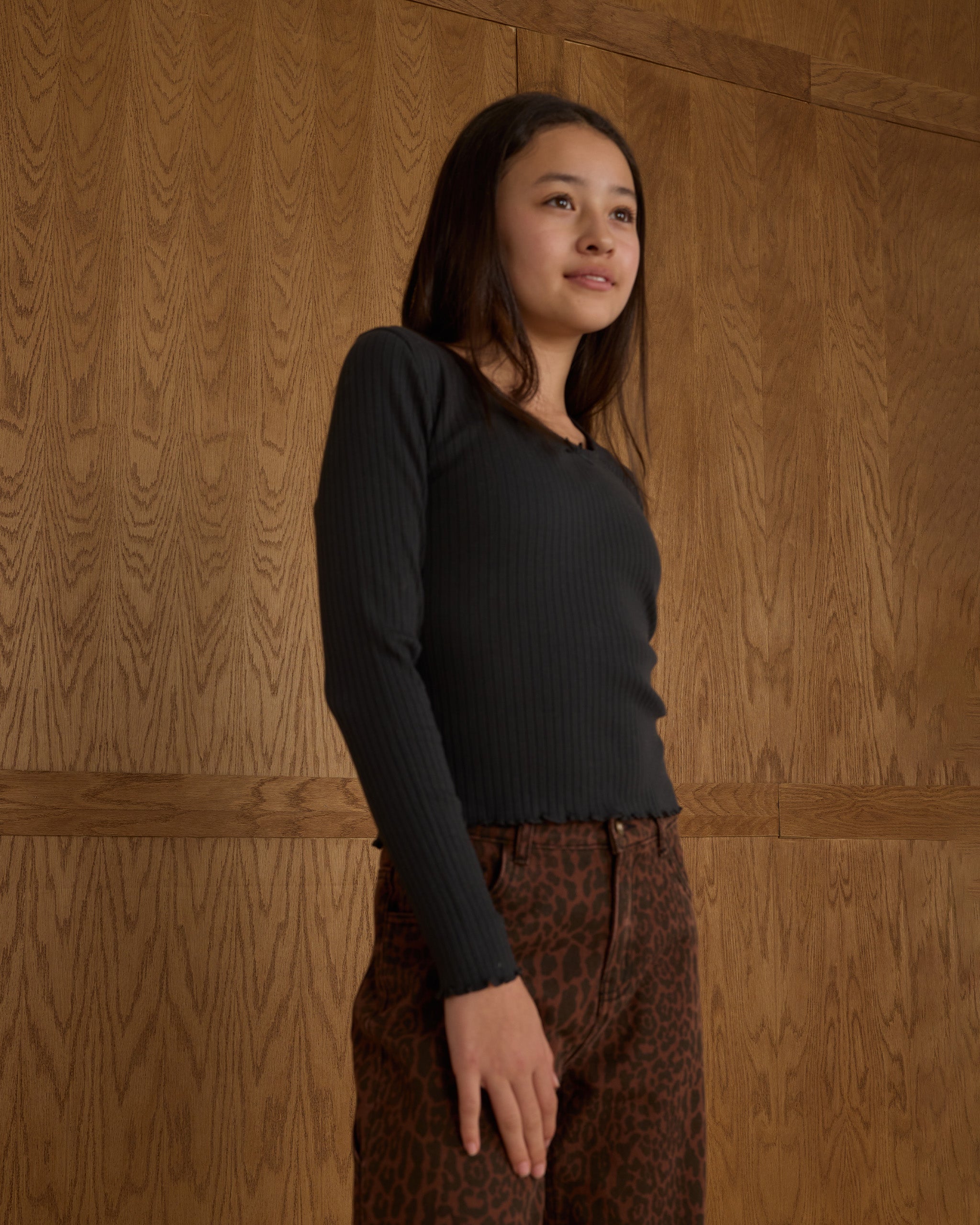 Rylee + Cru ライリーアンドクルー ベビー服 子供服  リブロングスリーブ ブラック