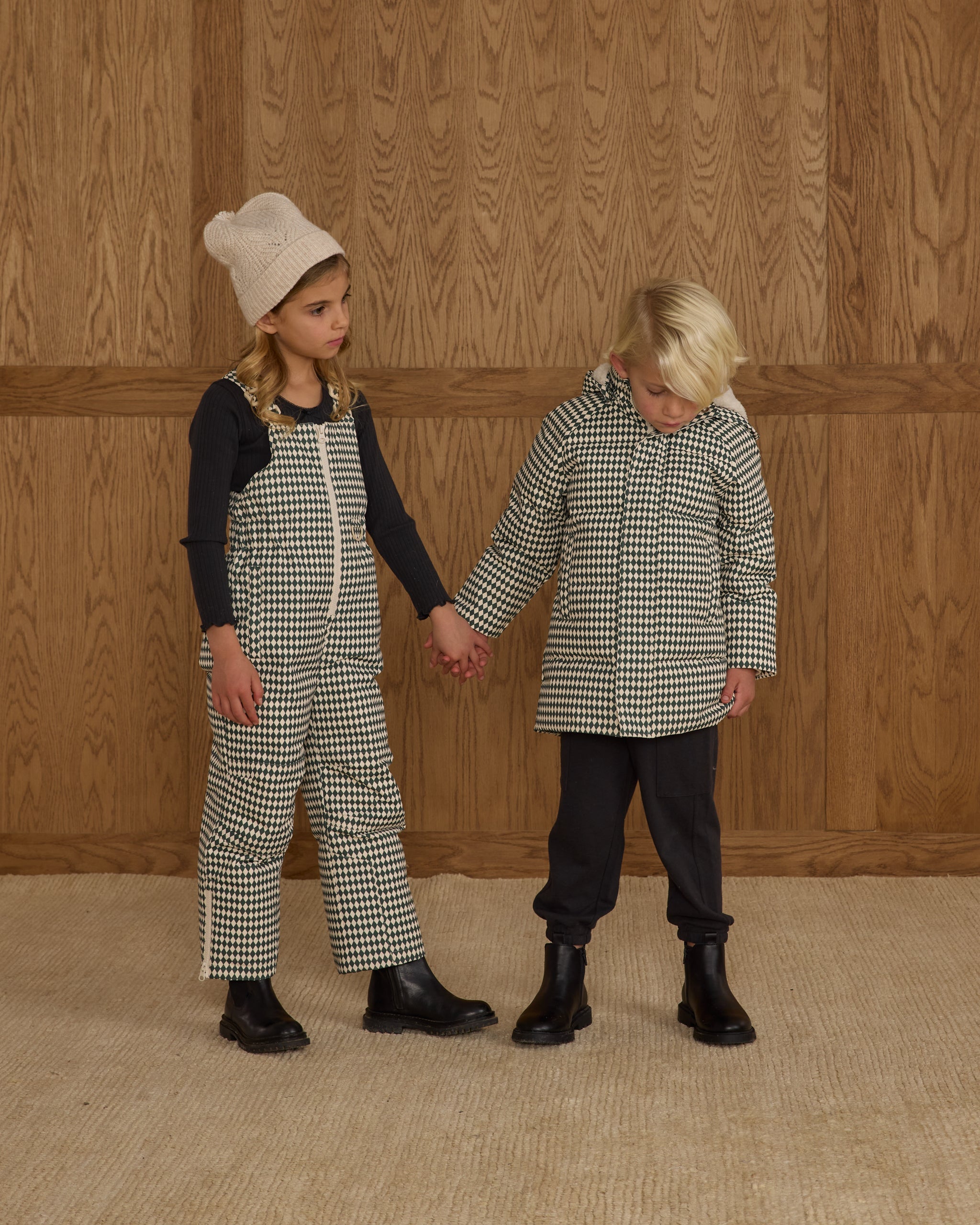 Rylee + Cru ライリーアンドクルー ベビー服 子供服  ロングダウンパファージャケット　グリーンダイヤモンド