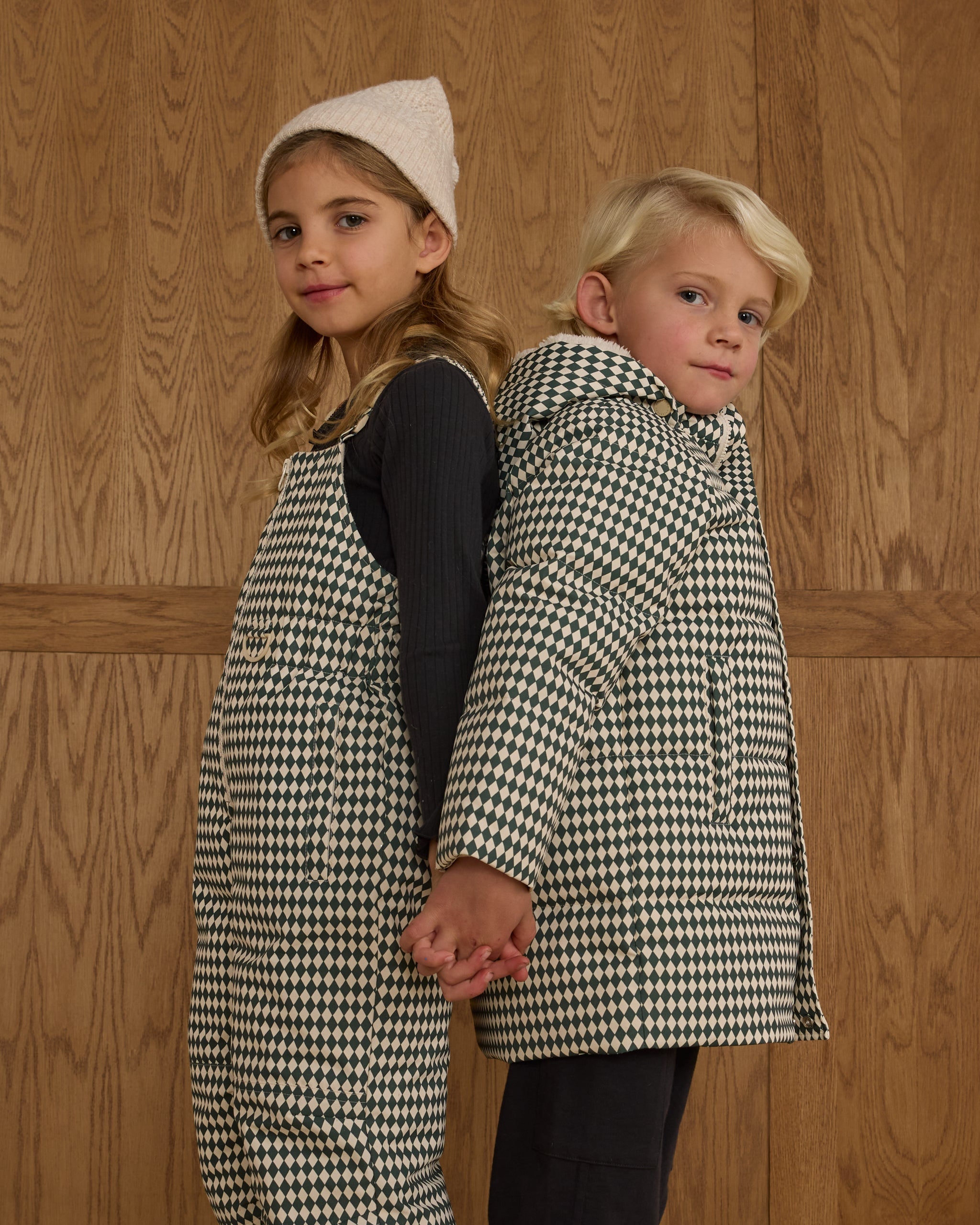 Rylee + Cru ライリーアンドクルー ベビー服 子供服  ロングダウンパファージャケット　グリーンダイヤモンド