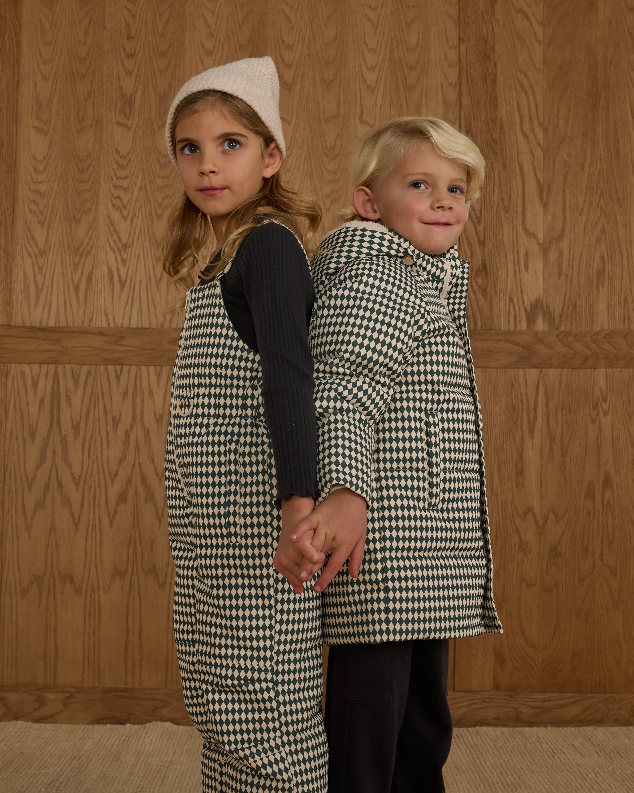 Rylee + Cru ライリーアンドクルー ベビー服 子供服  ロングダウンパファージャケット　グリーンダイヤモンド