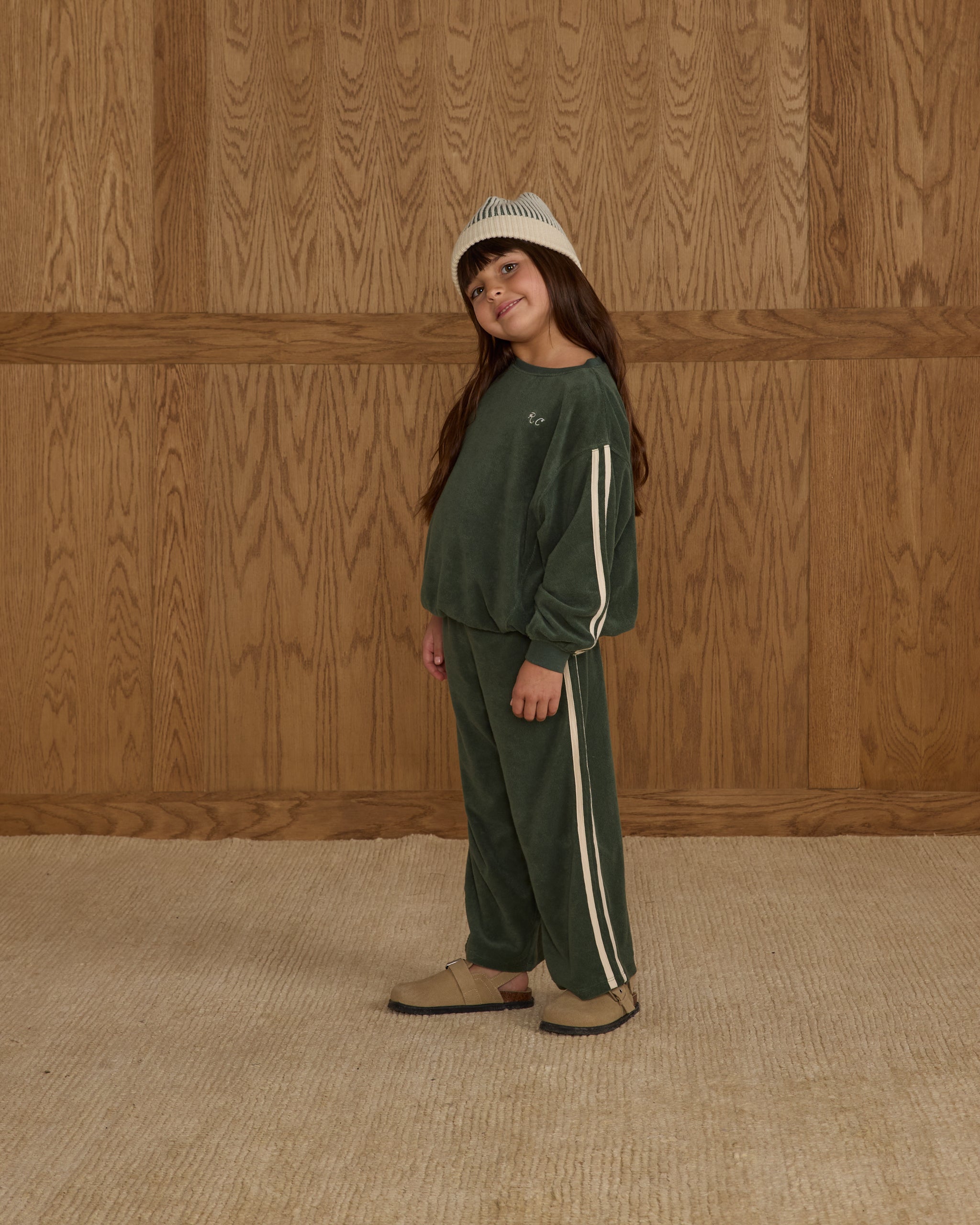 Rylee + Cru ライリーアンドクルー ベビー服 子供服  オーバーサイズ スウェットシャツ　グリーン