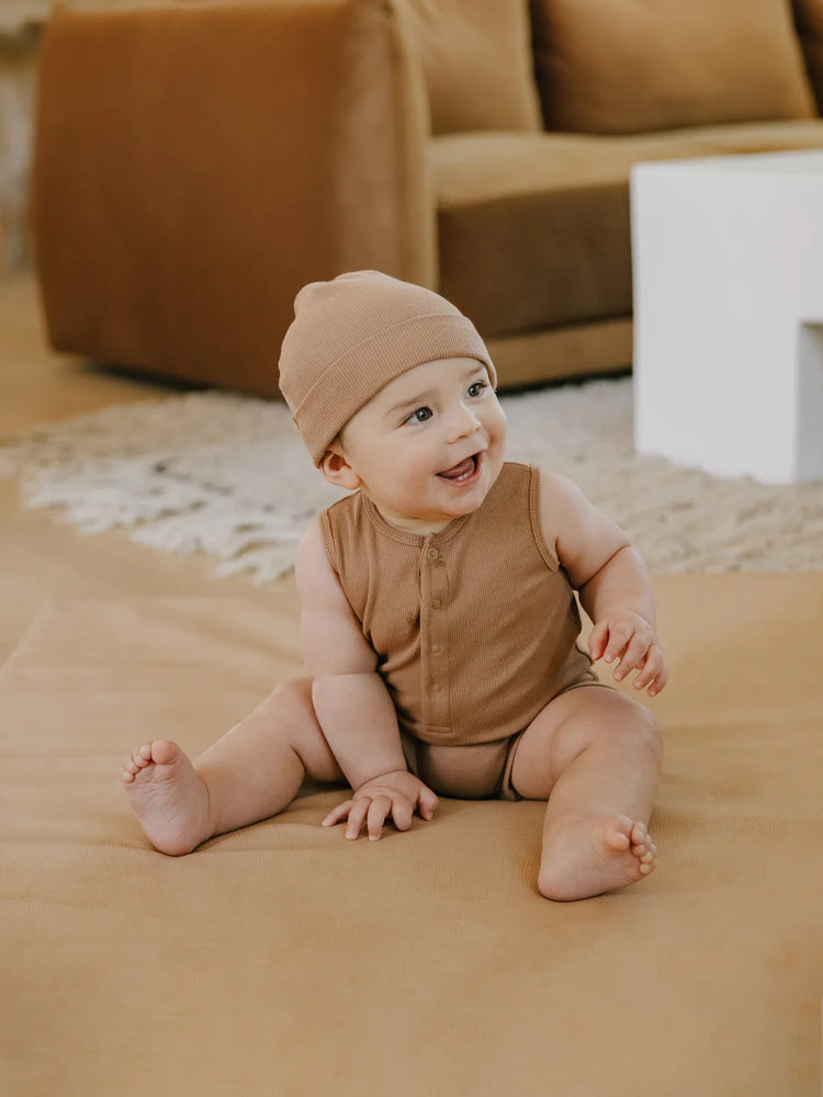 
                  
                    RIBBED HENLEY ROMPER | CLAY
                  
                
