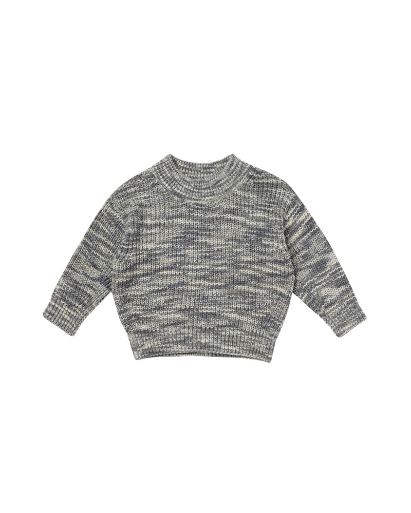 RELAXED KNIT SWEATER || HEATHERED SLATE